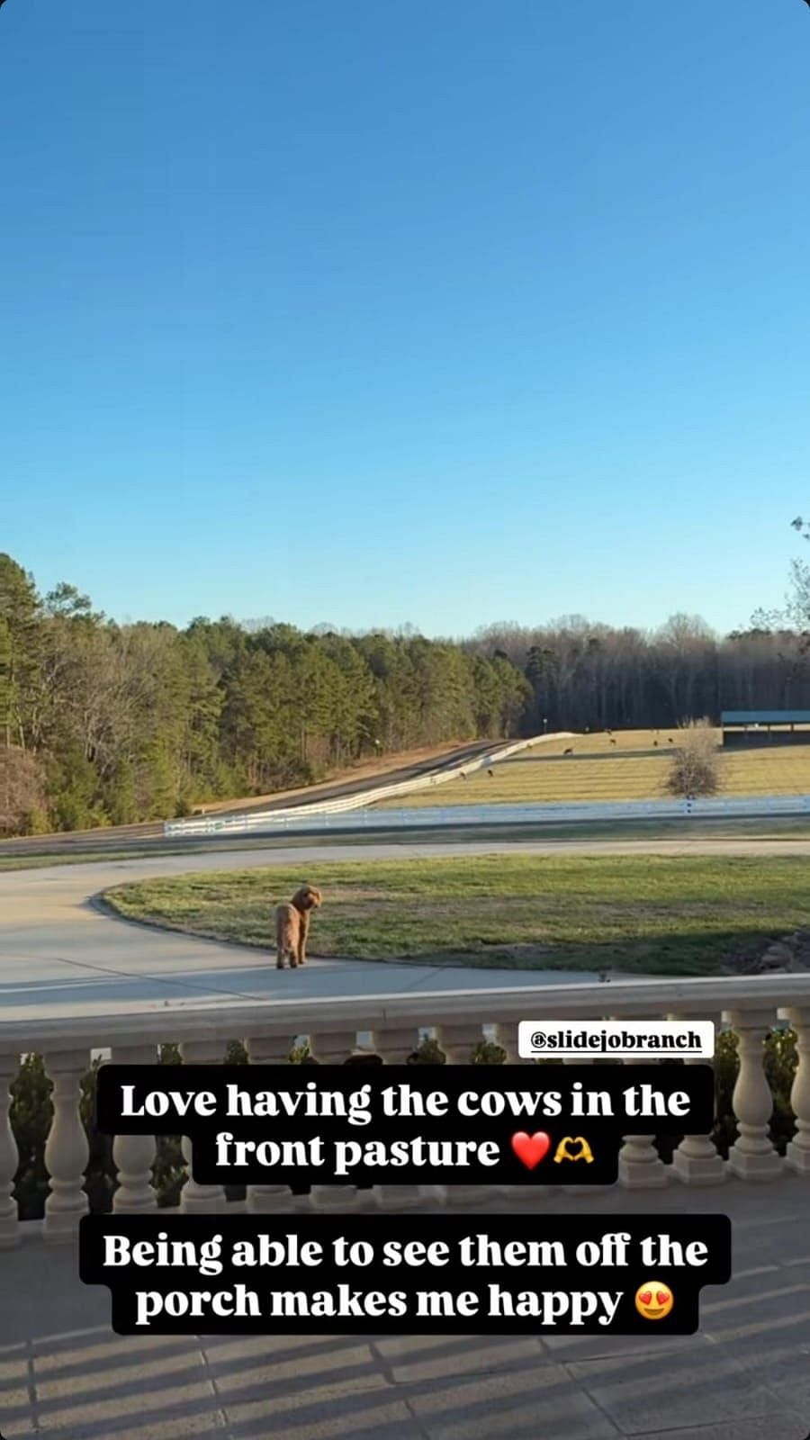 Madyson Joye enjoying the view from her front porch (@madysonjoye via Instagram)