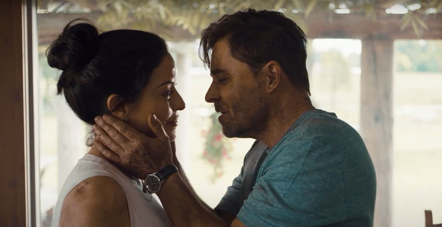 Emmanuelle Vaugier and Kavan Smith in Big Sky River. (Image via YouTube/Hallmark Mystery)