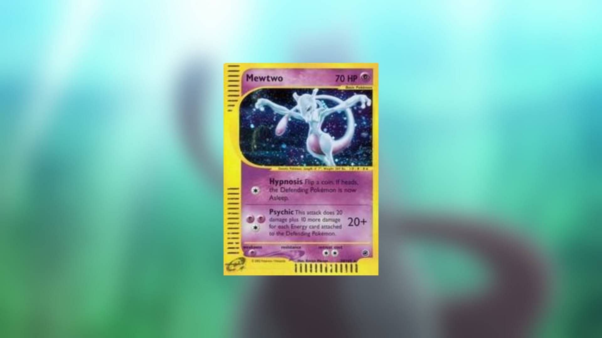 This Mewtwo card is compatible with the Gameboy Advanced e-Reader (Image via The Pokemon Company)