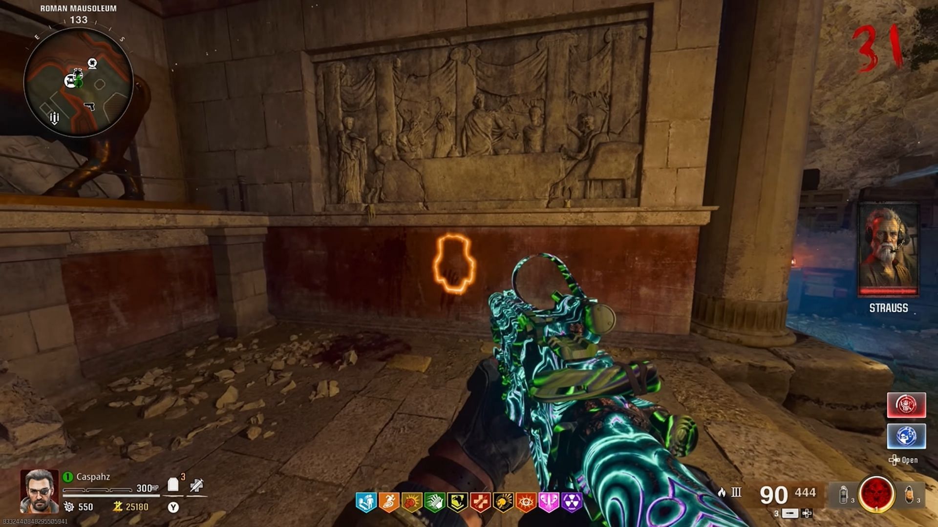 The Golden Armor Plate Easter egg in Black Ops 6 Zombies (Image via YouTube/@Caspahz)