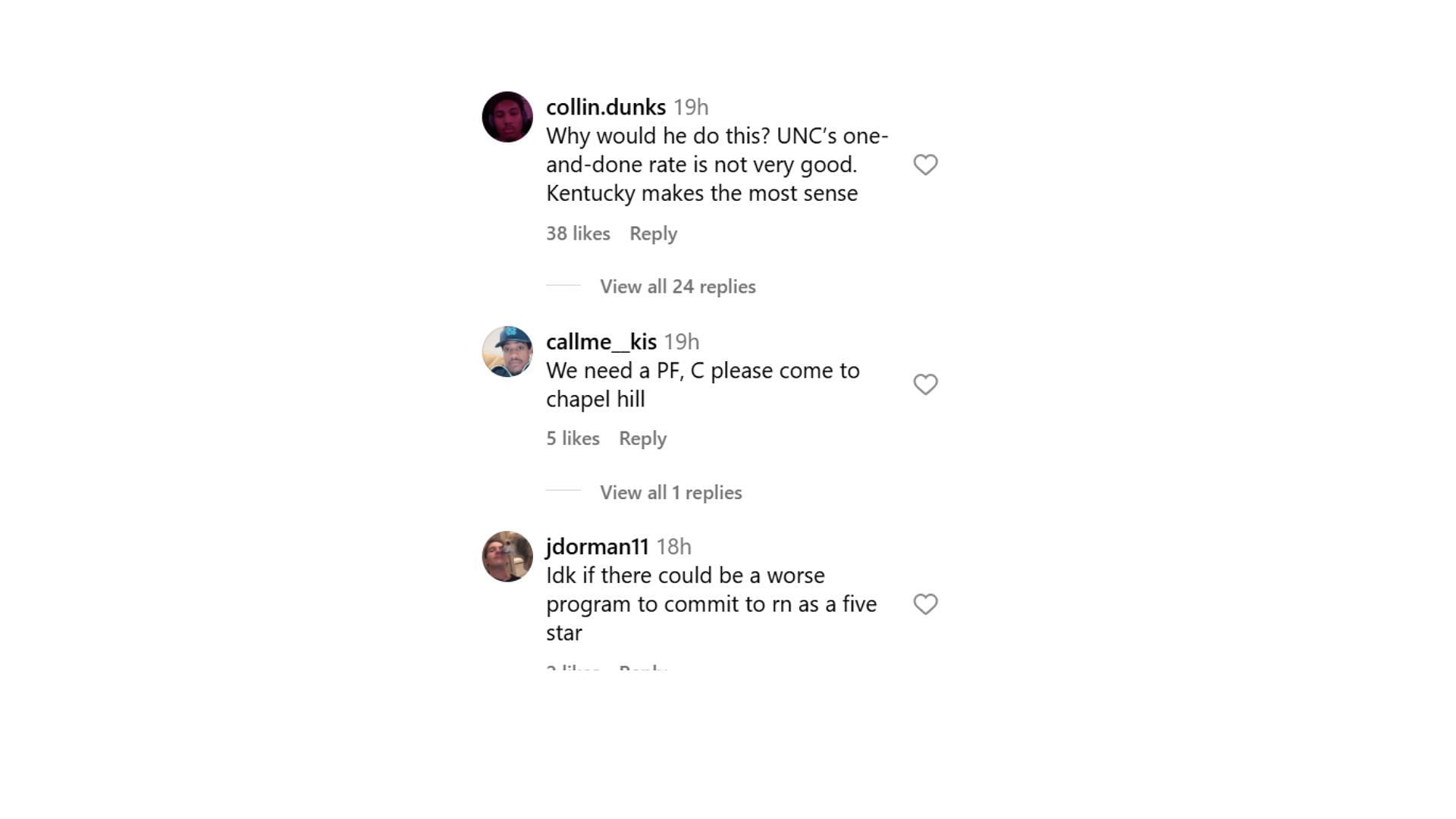 Hoops fans react to predictions about 5-star prospect Caleb Wilson committing to the UNC Tar Heels (Image via Instagram/@recruitsnews)