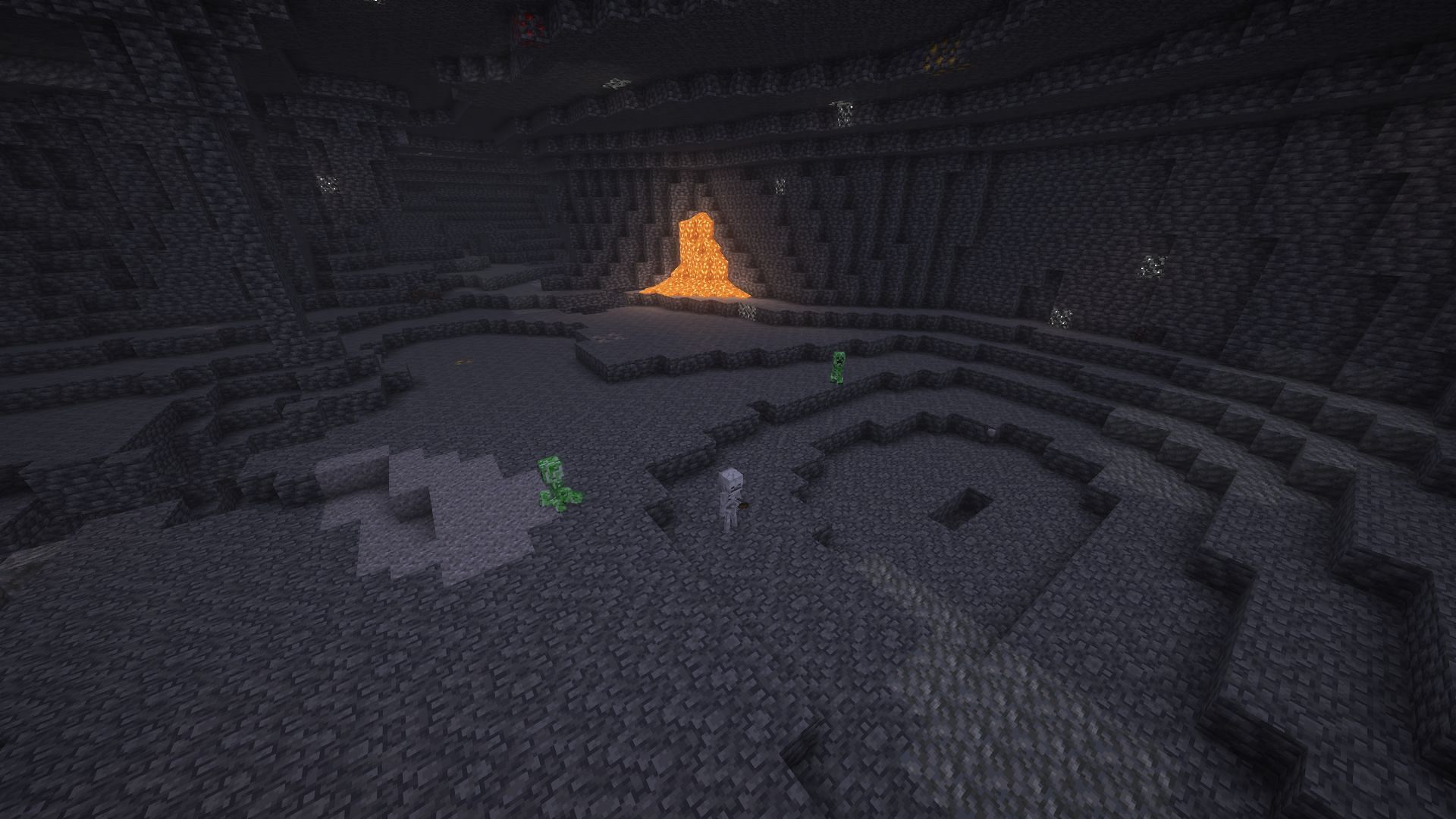 Less hostile mobs spawn in caves during the night since others spawn on the surface due to zero light level (Image via Mojang Studios)