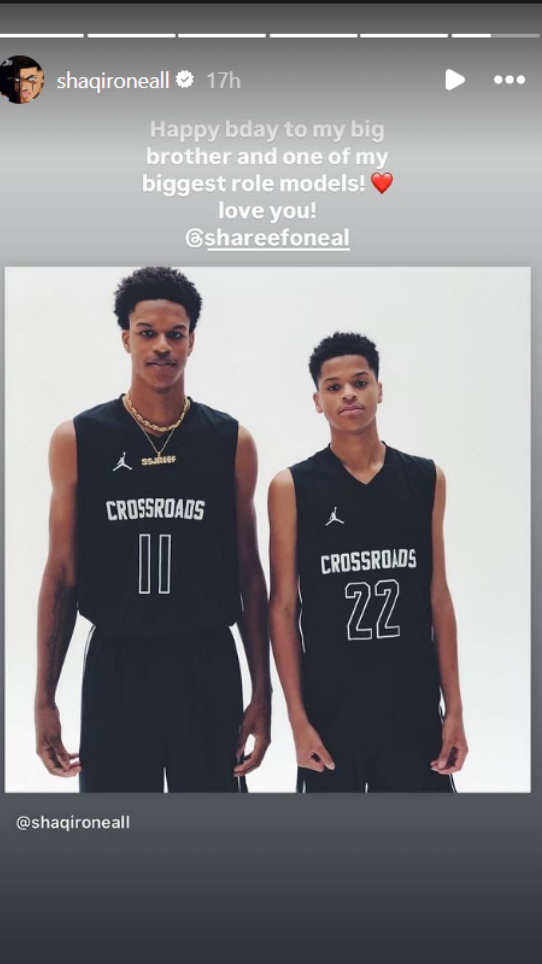 Shaqir O&#039;Neal celebrates elder brother, Shareef O&#039;Neal who turned 25 on Saturday Jan. 11. IG image via @shaqironeal)