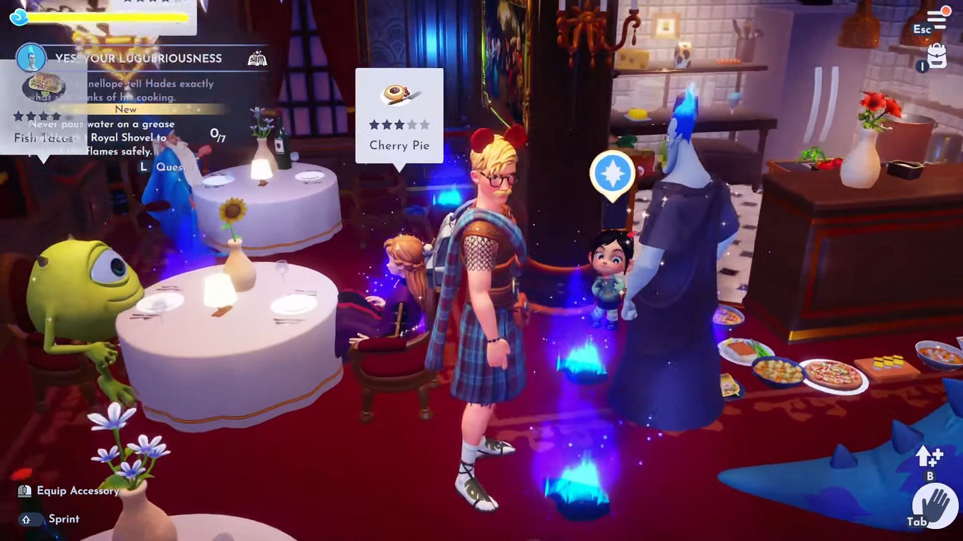 Check on Hades in the restaurant (Image via Gameloft || YouTube/@JaviHerobrine)