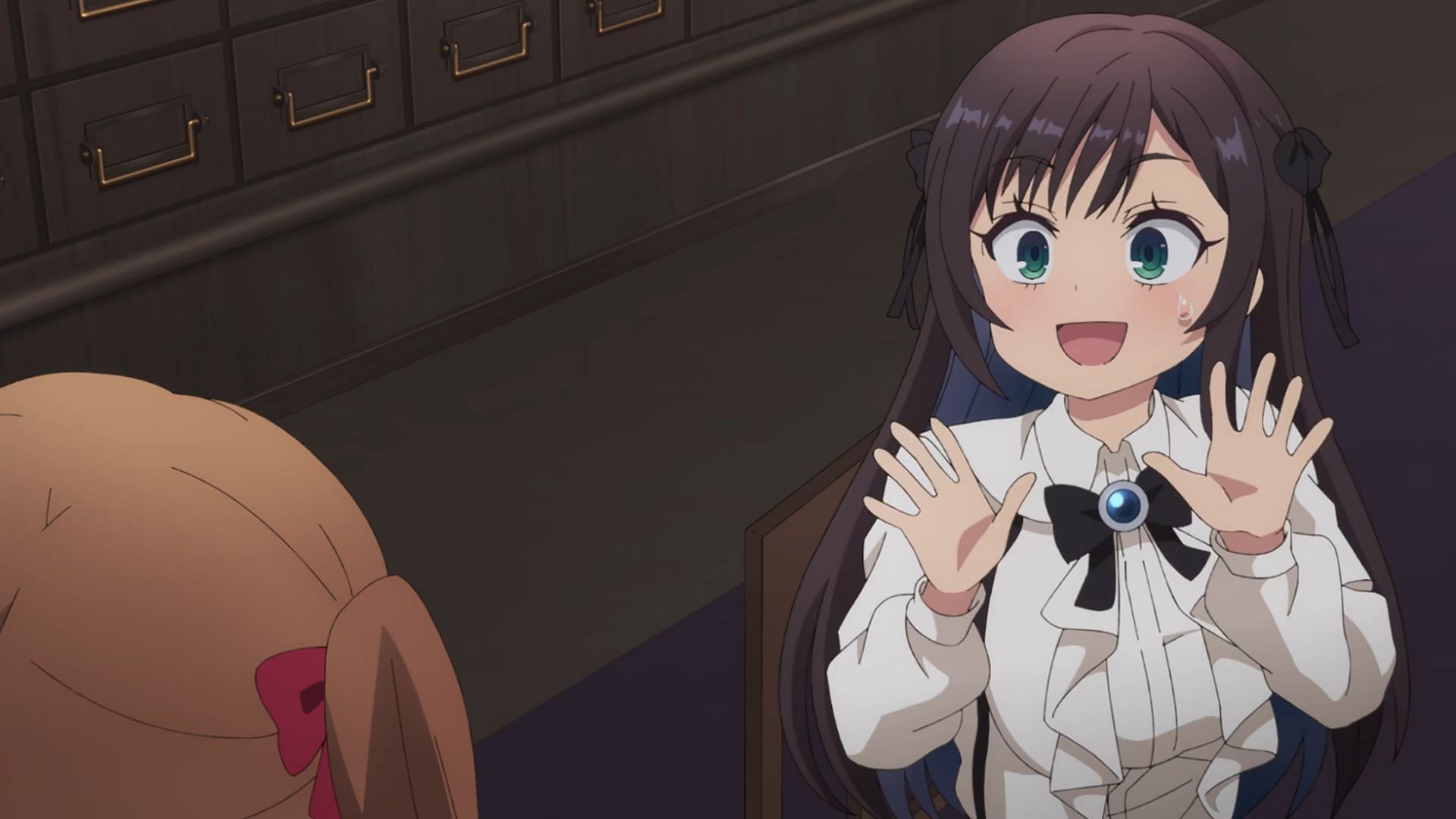 Fans are introduced to protagonist Elina Clover in I May Be a Guild Receptionist episode 1 (Image via CloverWorks)