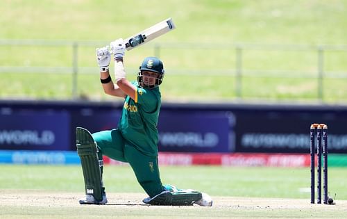 Lhuan-dre Pretorius batting in the ICC U-19 Men's World Cup 2024.