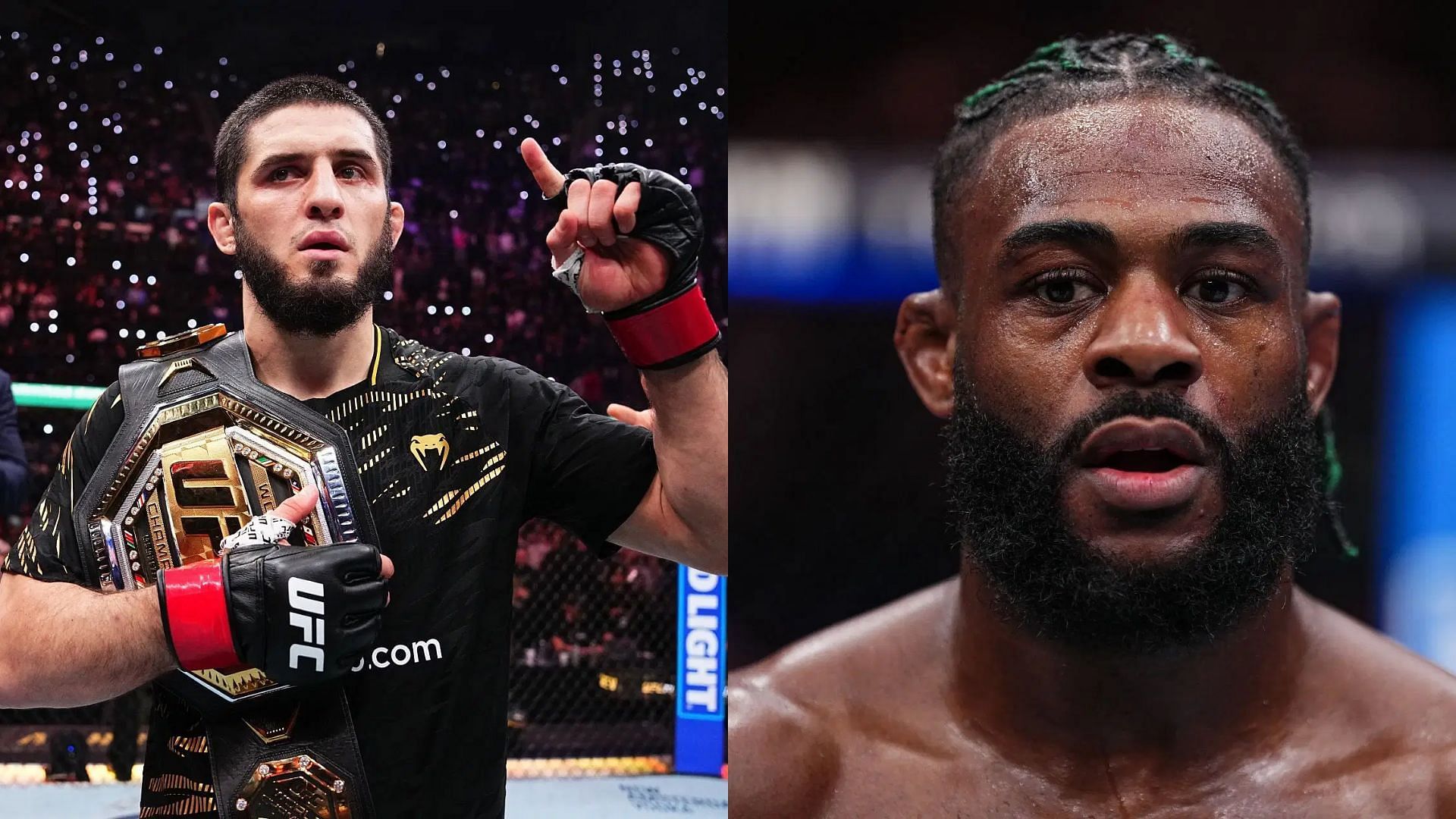 Islam Makhachev (left) considers Aljamain Sterling (right) a worthy BJJ black belt holder. [Image courtesy: Getty Images]