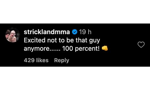 Screenshot of Sean Strickland's comment.