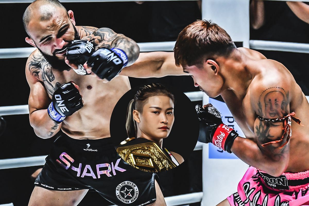 (From left to right) John Lineker, Stamp Fairtex, Kulabdam [Photo via ONE Championship]