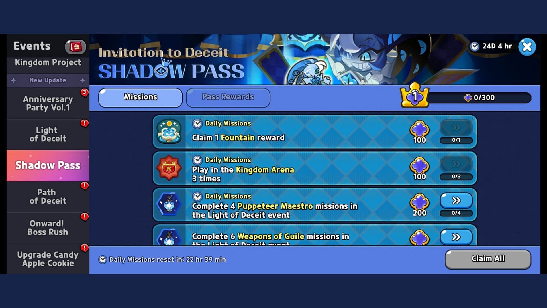 Players can earn mission points by completing missions (Image via Devsisters Corporation)