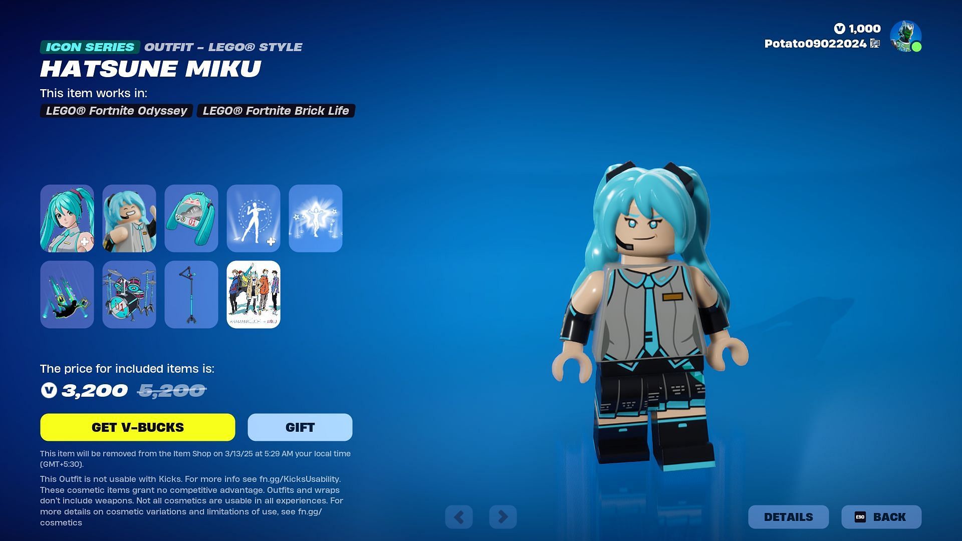 Hatsune Miku will remain listed until March 13, 2025 (Image via Epic Games)