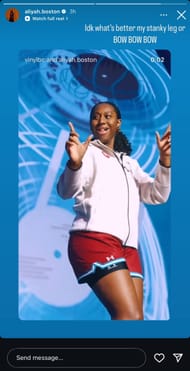 Aliyah Boston's Instagram story (Credits: IG/@aliyah.boston)