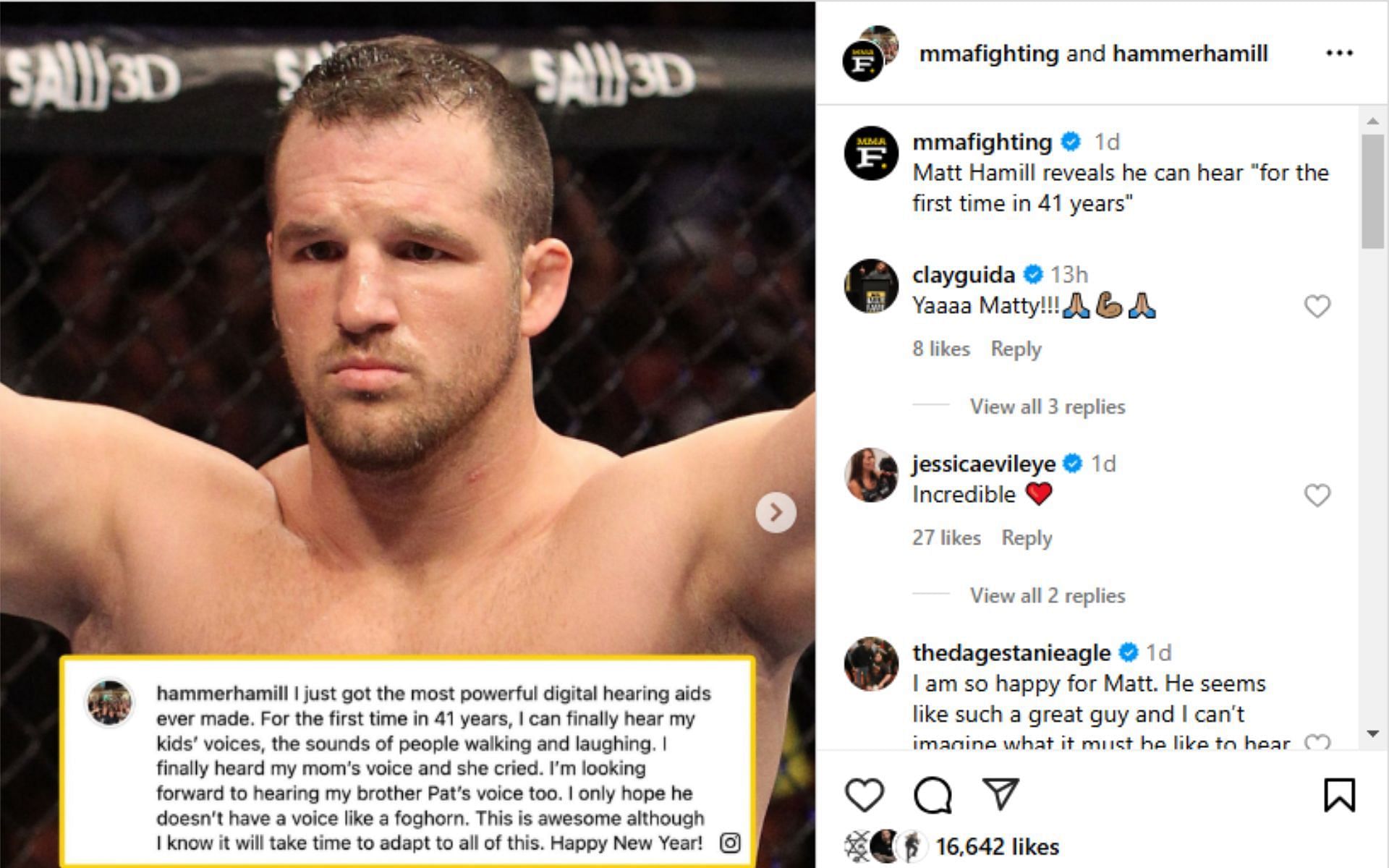 Clay Guida reacts to Matt Hamill&#039;s Instagram post