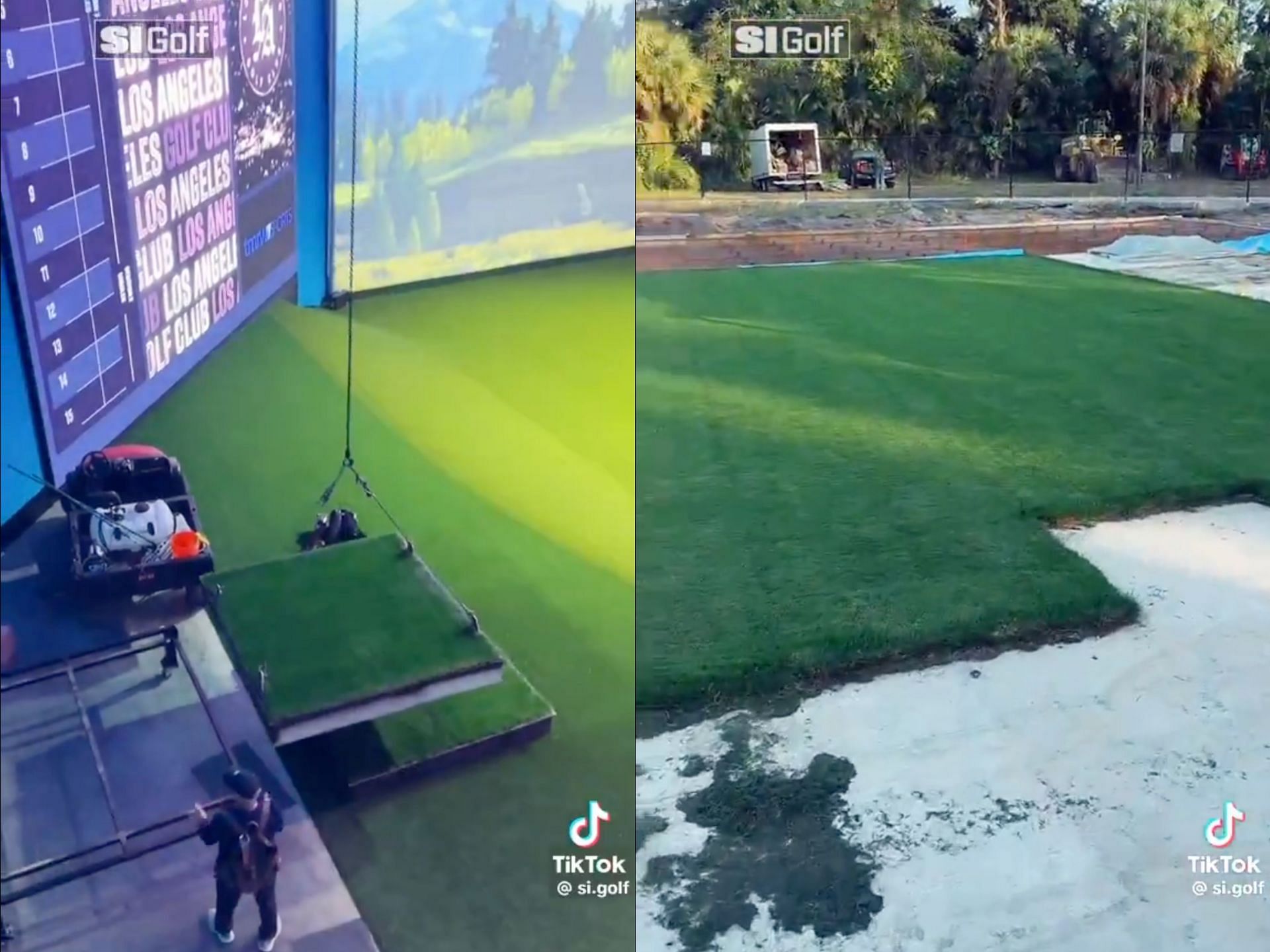 Tiger Woods&rsquo; TGL uses real grass in SoFi Center (Image via TikTok@SI.golf)