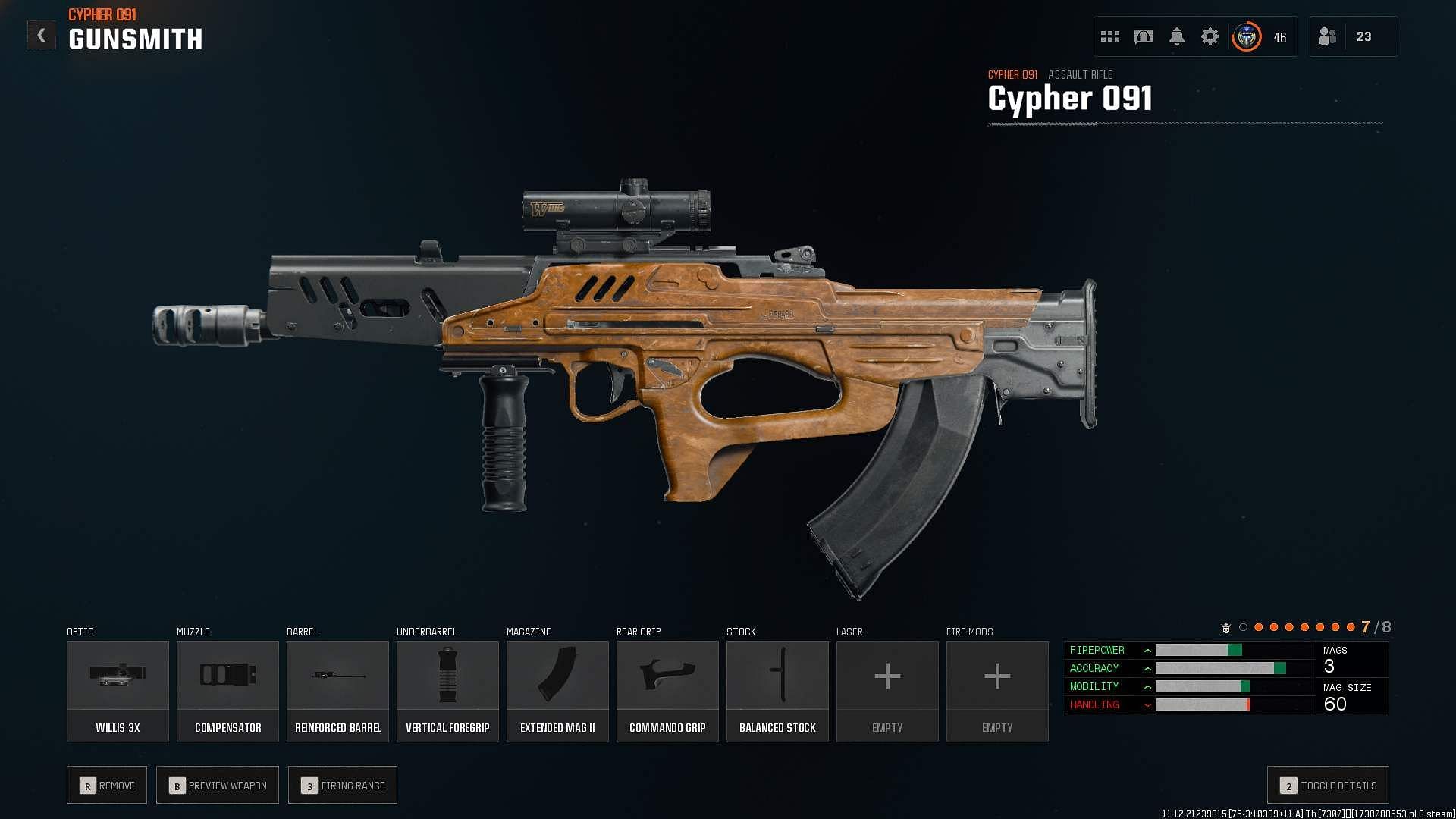 The new assault rifle, Cypher 091, with various attachments in Warzone (Image via Activision)