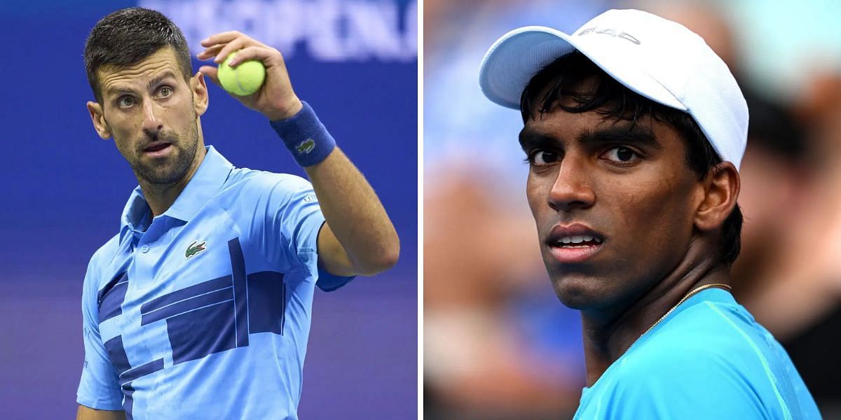 Novak Djokovic and Nishesh Basavareddy. Source: Getty