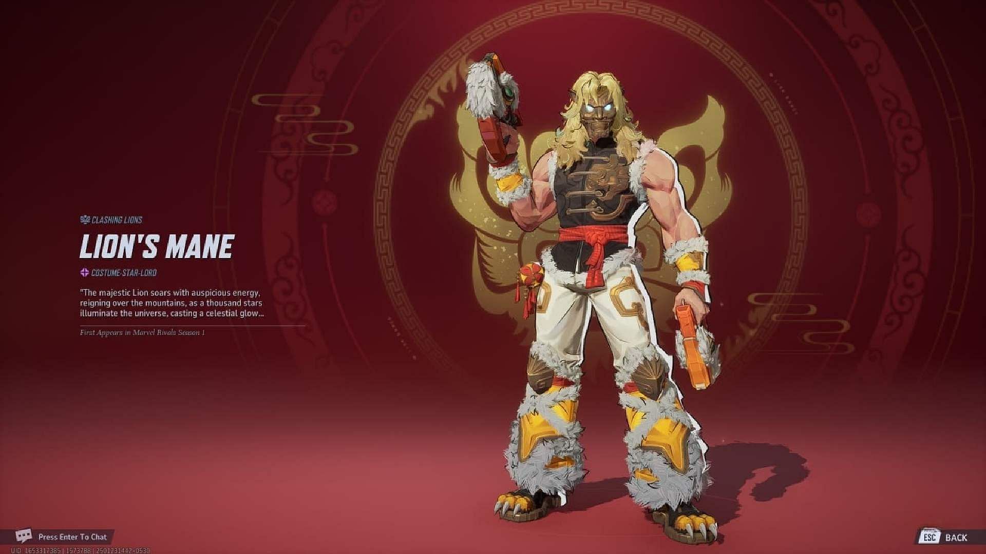 Star-Lord Lion&#039;s Mane skin (Image via NetEase Games)