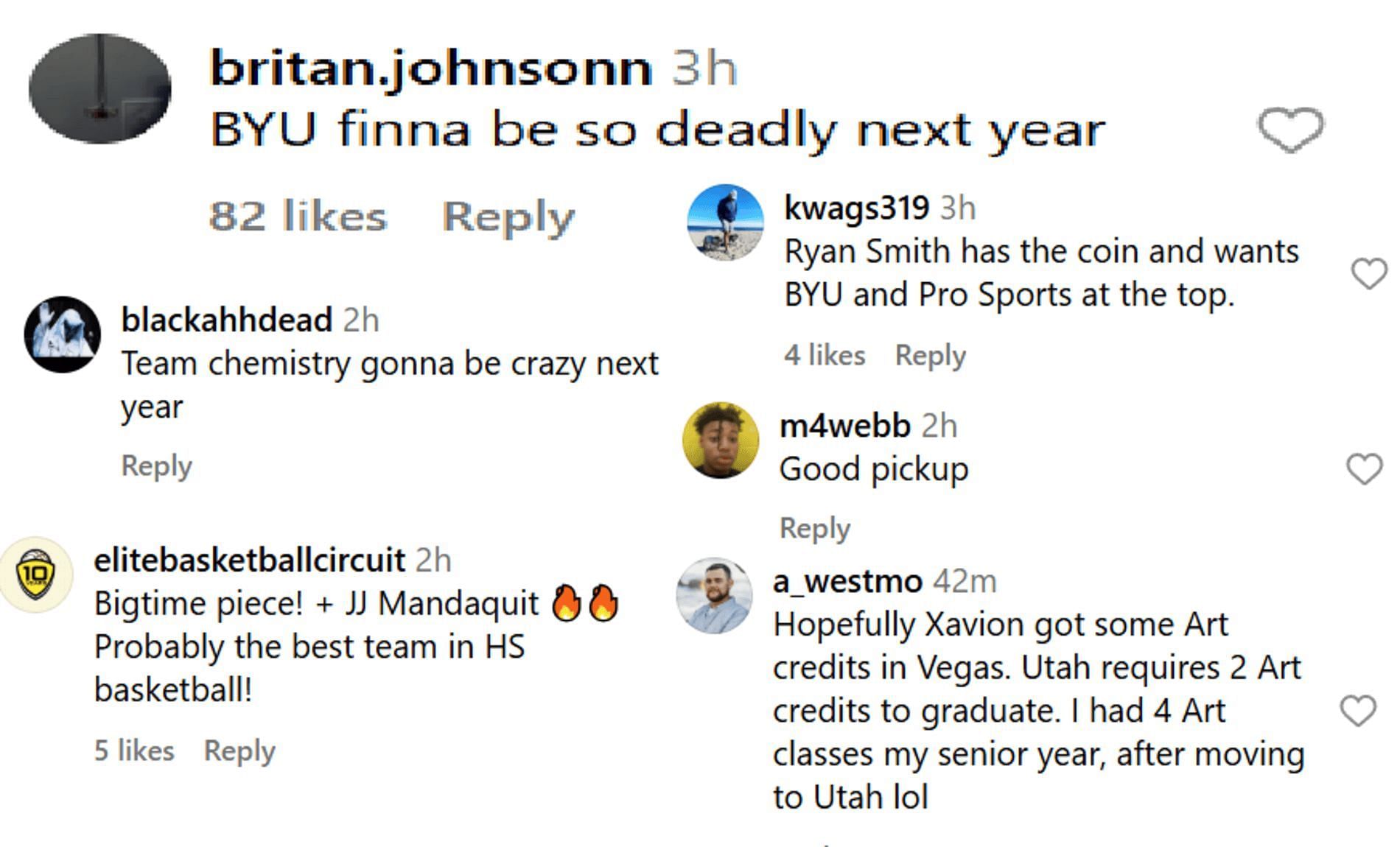 Fans react to Xavion Staton joining future BYU teammate AJ Dybantsa at Utah Prep (Source: Instagram/recruitsnews)