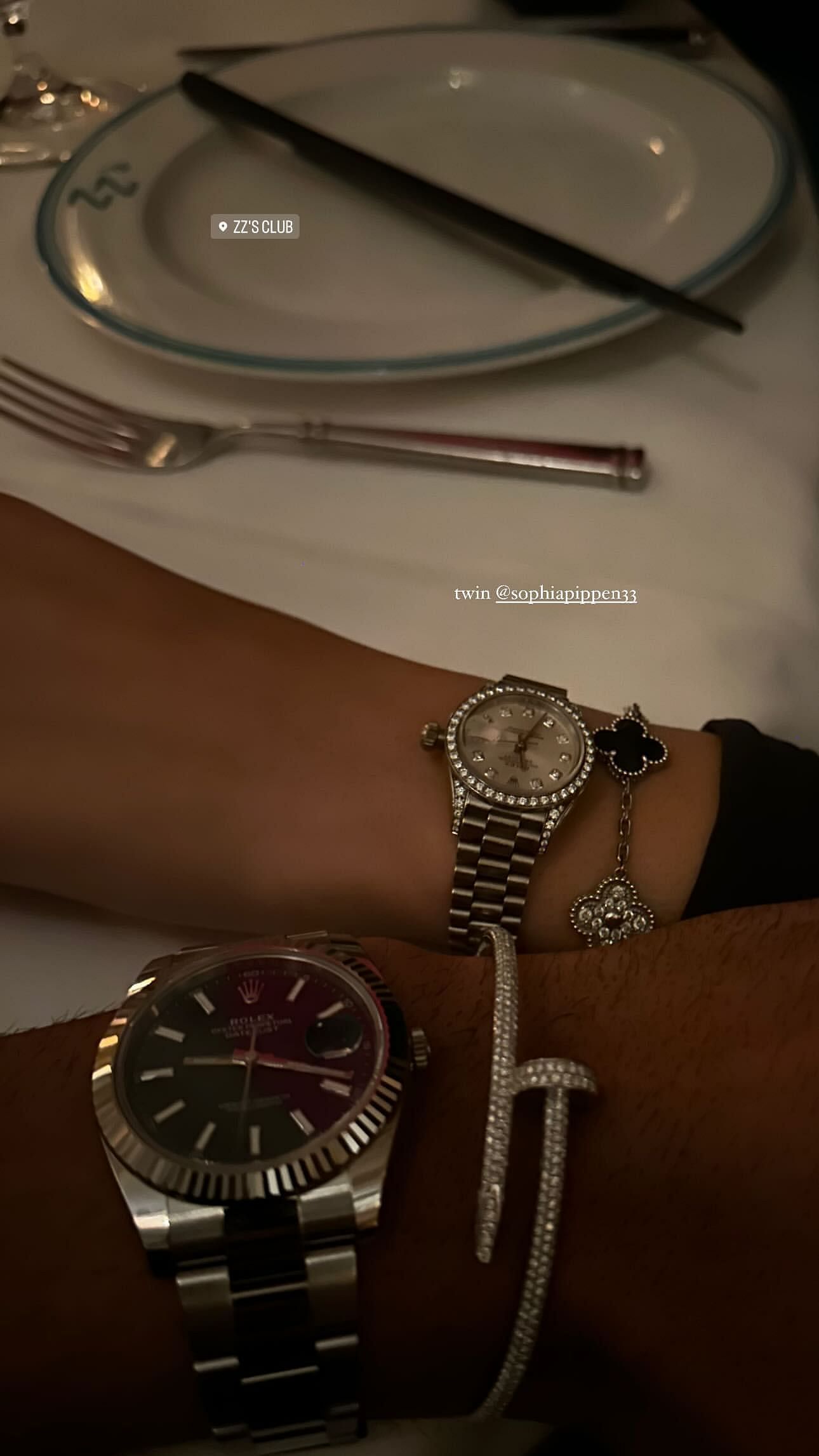 Preston and Sophia twin with their Rolex watches (Image: @prestonpippen IG)