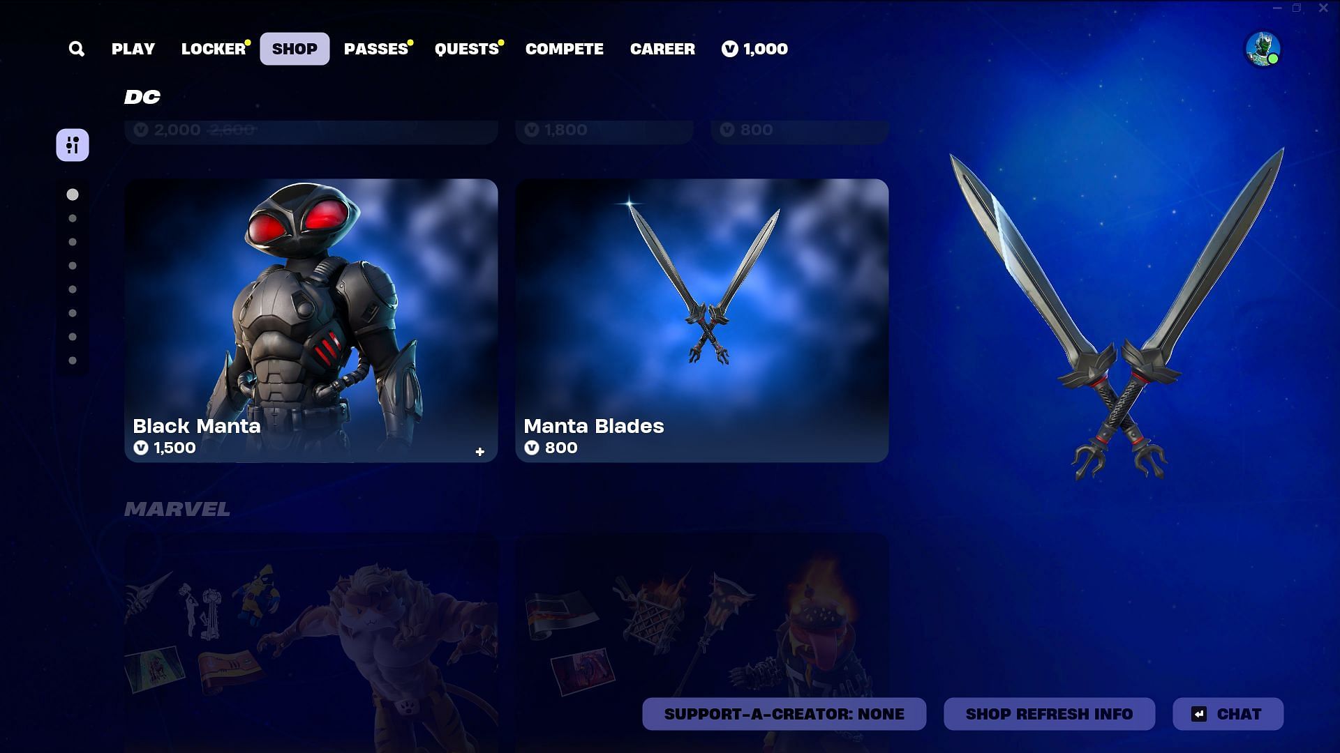 You will have to purchase the Black Manta skin in Fortnite separately (Image via Epic Games