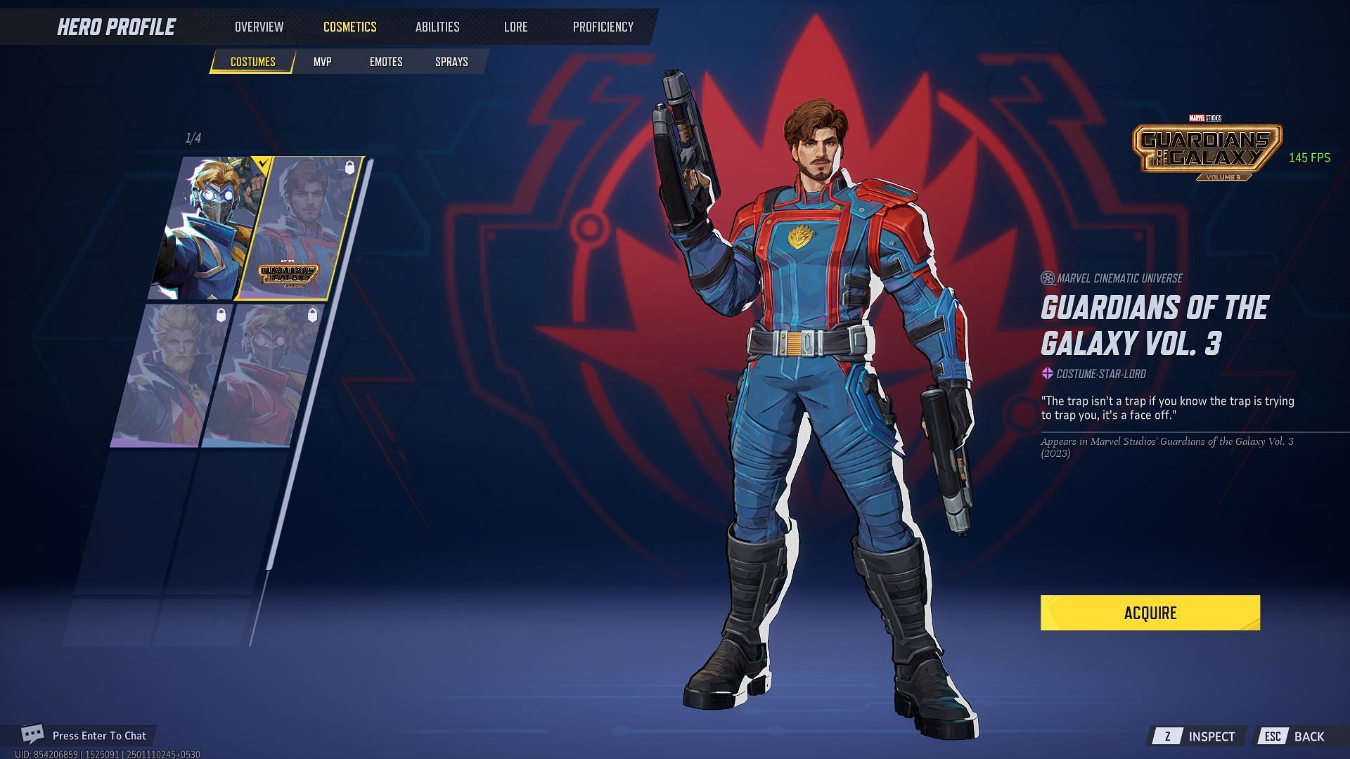 Star-Lord (Guardians of the Galaxy Volume 3) skin (Image via NetEase Games)