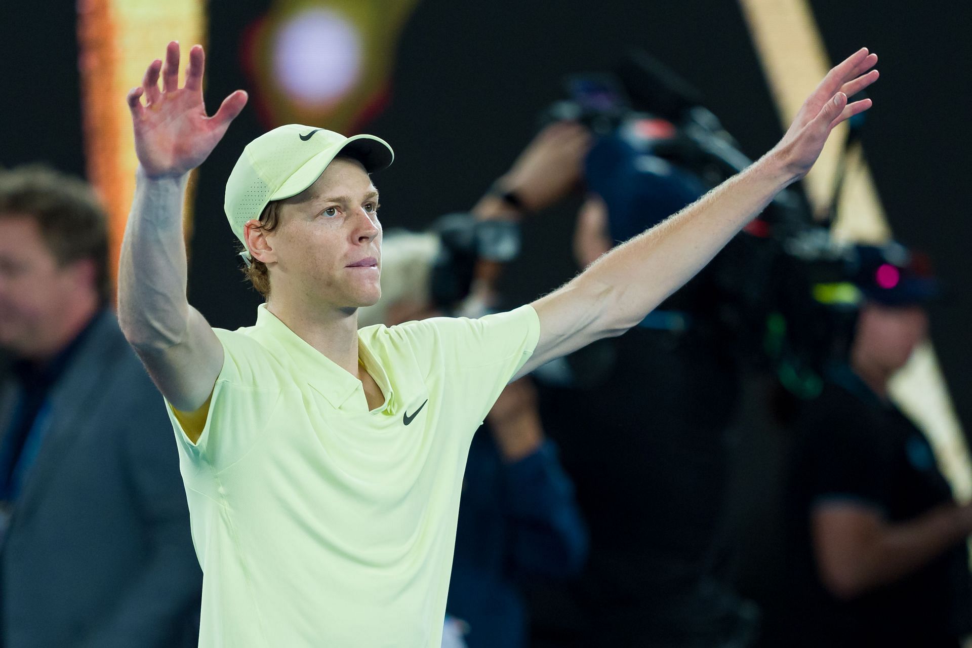 Jannik Sinner reacts after winning 2nd Australian Open title (Source: Getty Images)