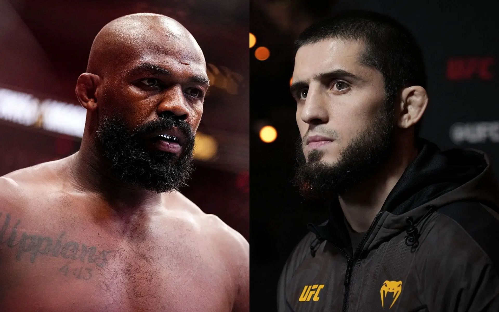 Islam Makhachev (right) declared P4P king over Jon Jones (left) by manager, in light of short-notice title fight against Renato Moicano [Images courtesy: Getty Images]