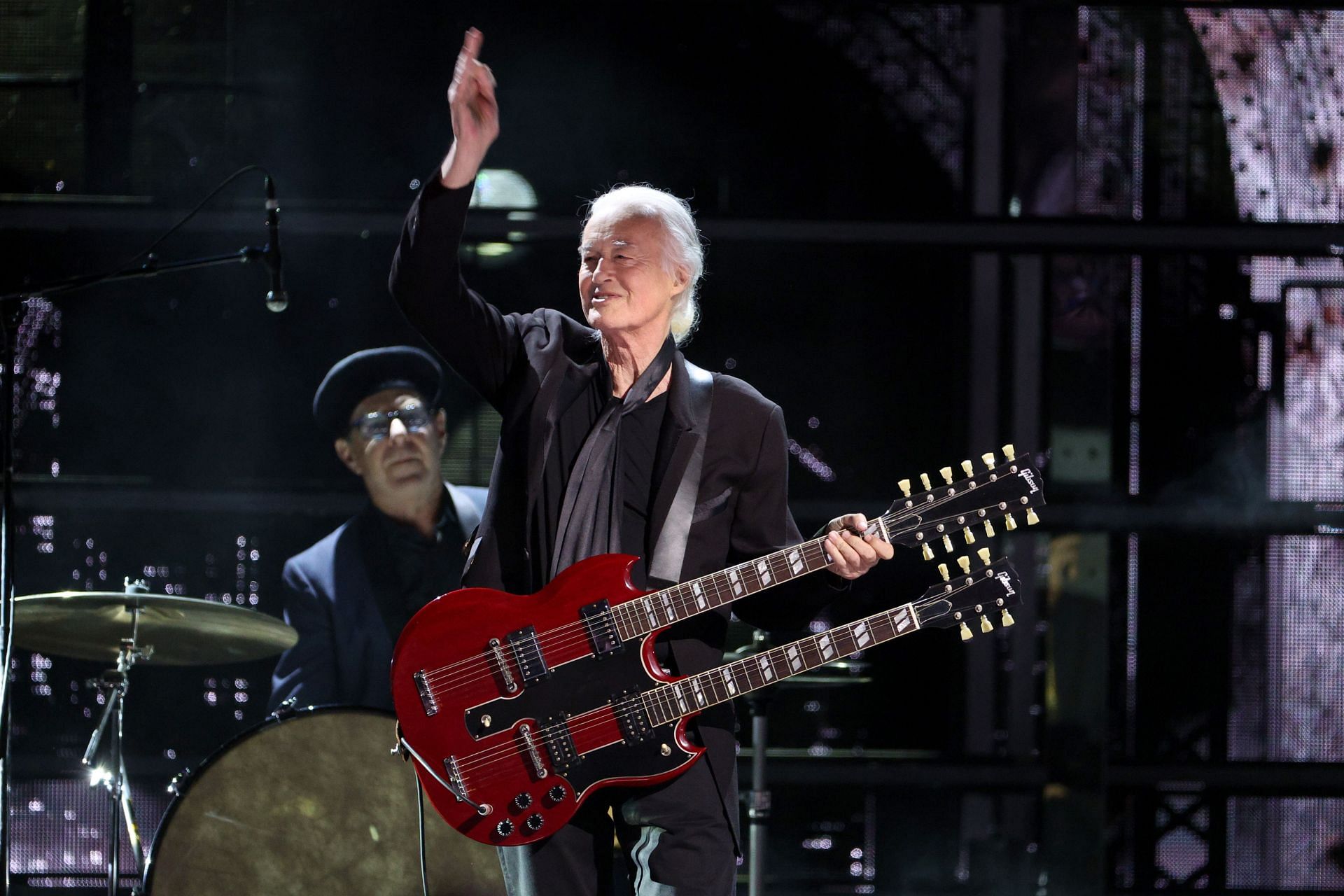 Jimmy Page at the 38th Annual Rock &amp; Roll Hall Of Fame Induction Ceremony (Image via Getty)