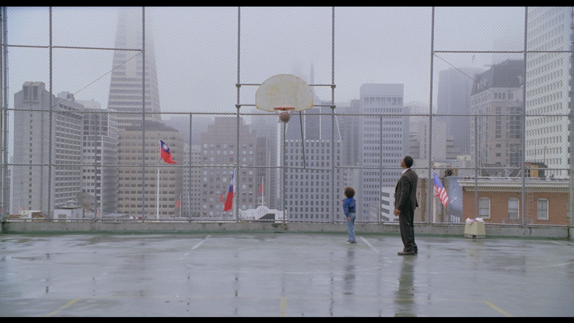 Will Smith with his son in the Pursuit of Happyness. (Image via Apple TV)