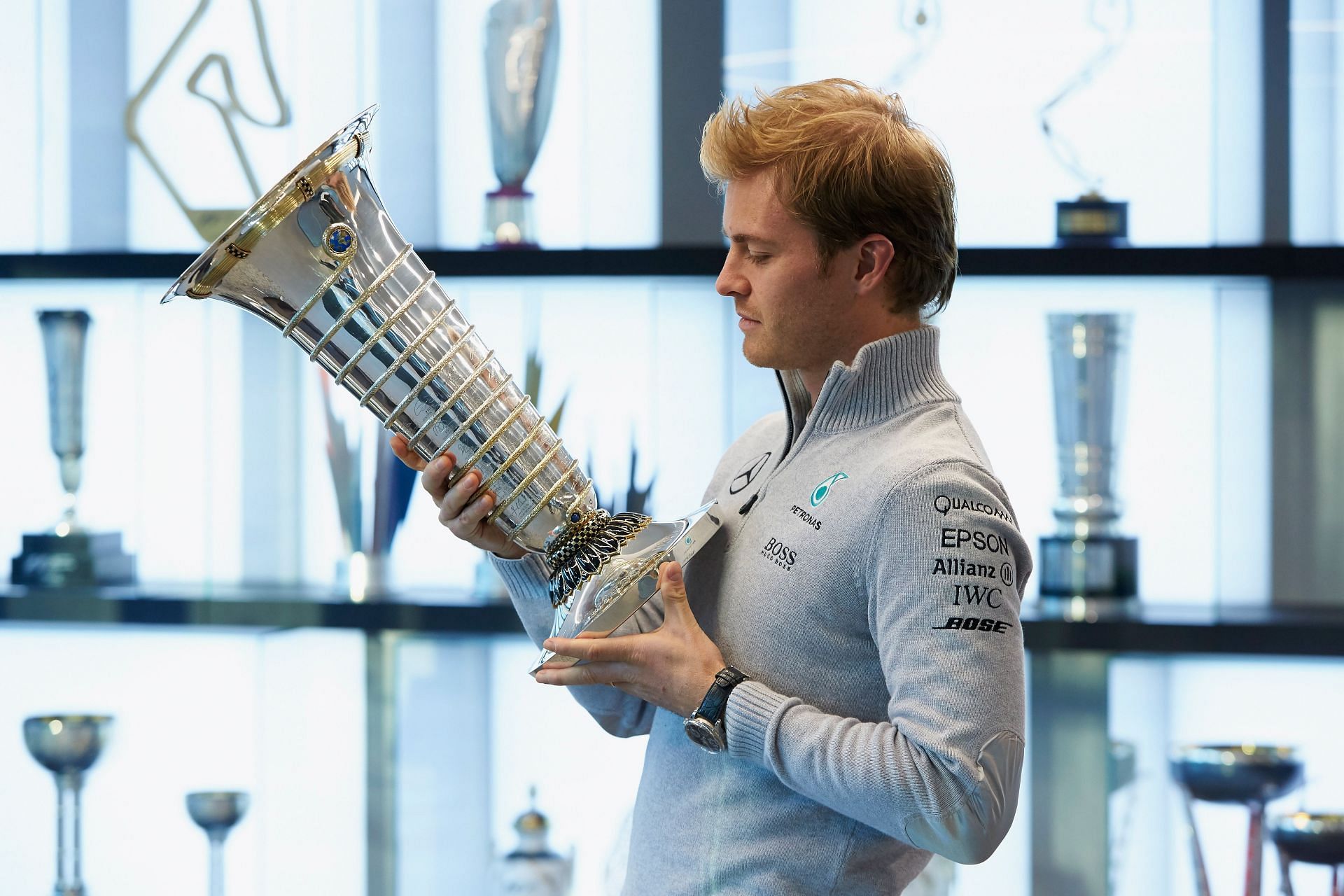 Nico Rosberg at Mercedes GP Factory celebrating F1 World Drivers Championship win - Source: Getty