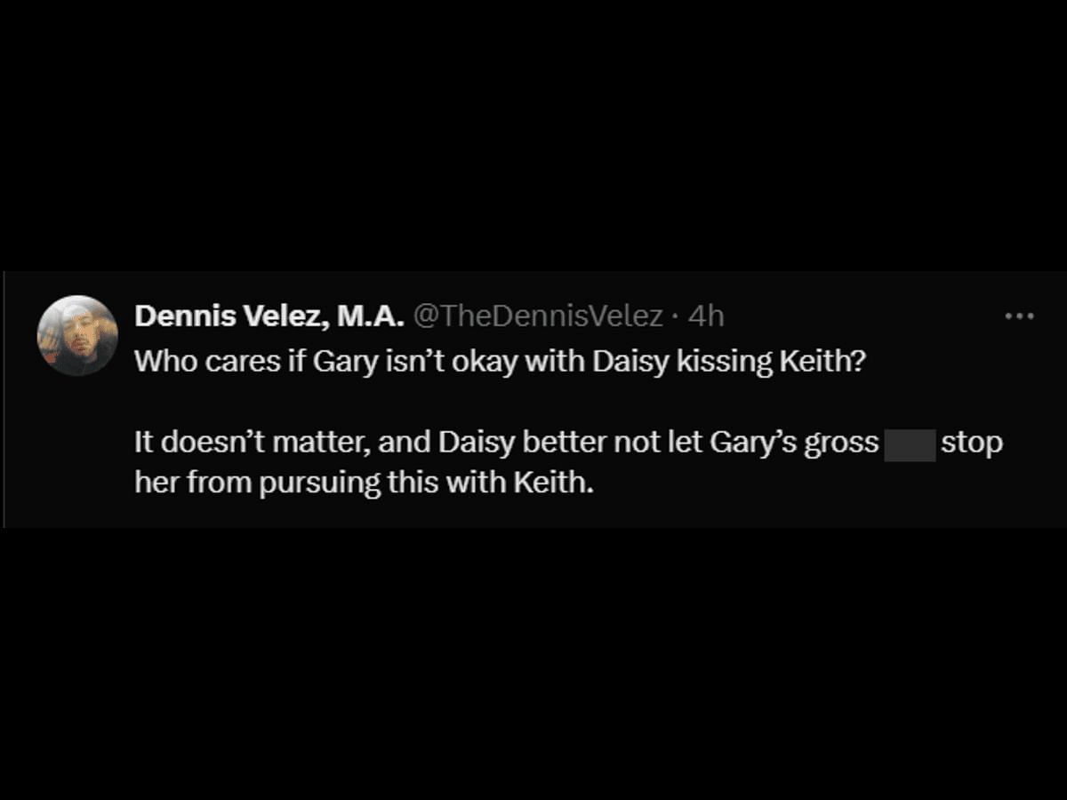 A Below Deck Sailing Yacht fan reacts to Gary&#039;s comments (Image via X/@TheDennisVelez)