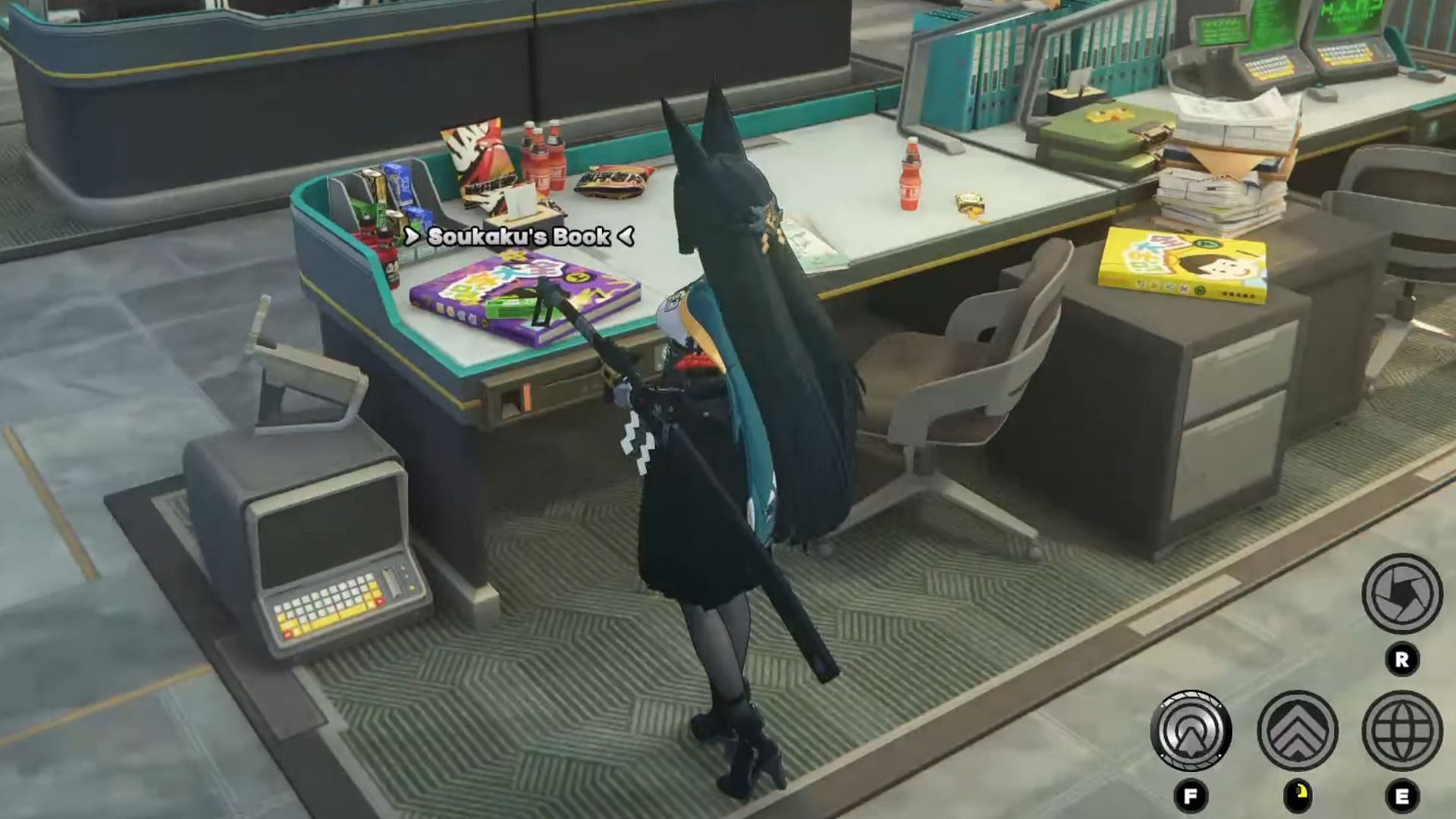 Interact with the items on the office desk (Image via HoYoverse)