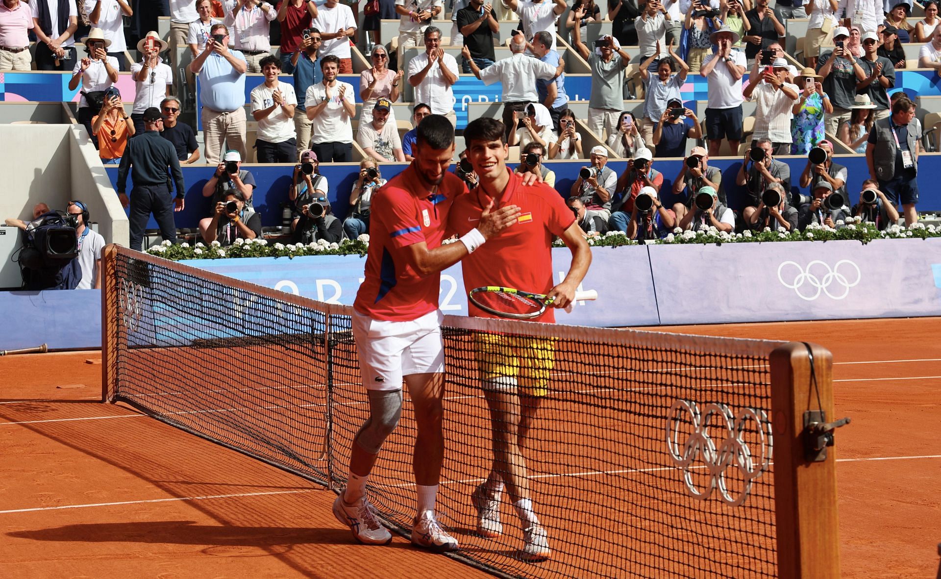 Novak Djokovic and Carlos Alcaraz at the 2024 Paris Olympics. Source: Getty