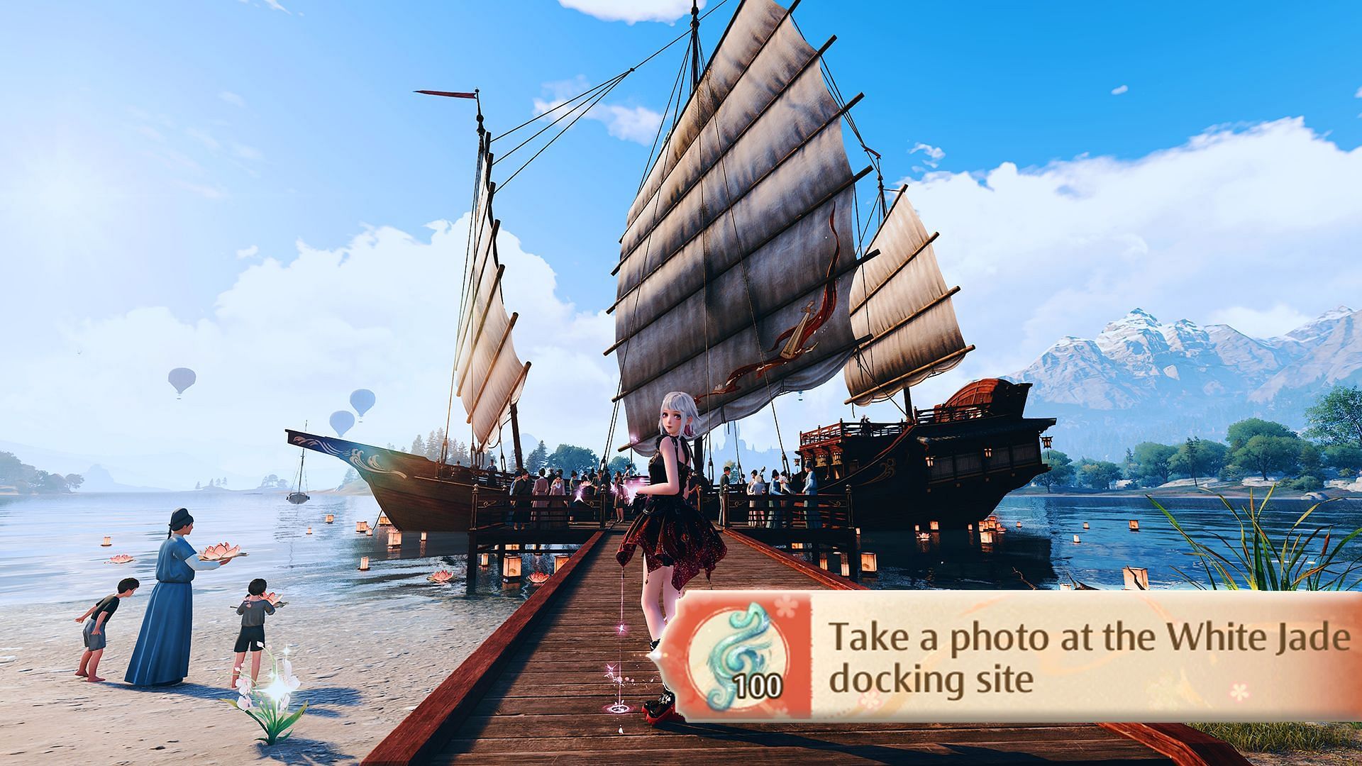 Guide on taking a photo at the White Jade docking site in Infinity Nikki (Image via Infold Games)