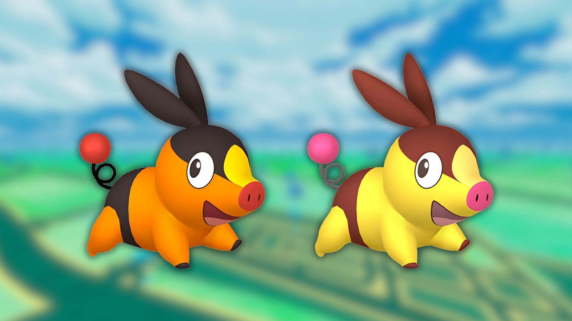 Tepig and its shiny variant (Image via The Pokemon Company)