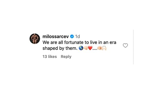 Milos Sarcev's comment screenshot.