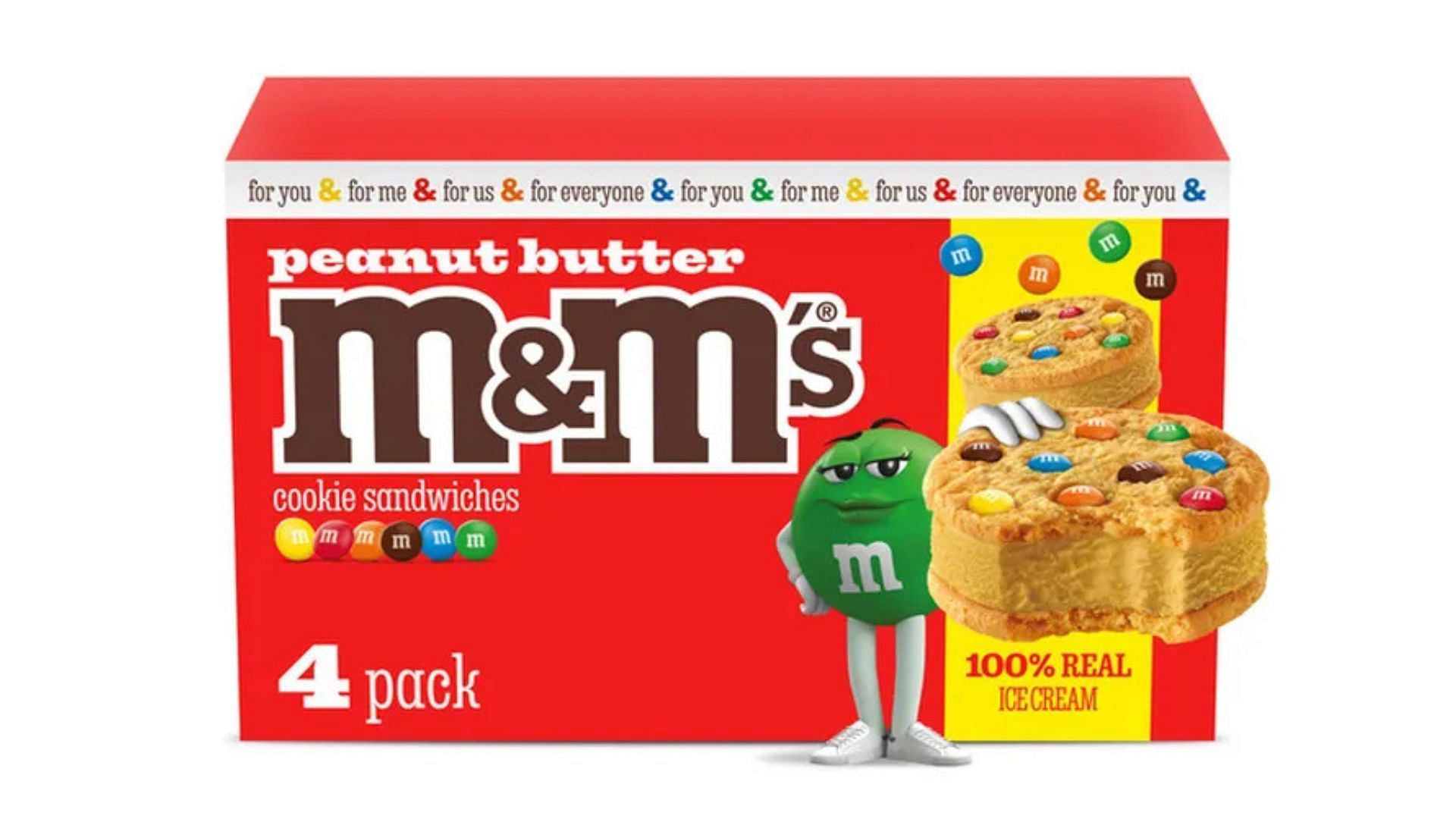 M&amp;M&#039;s Peanut Butter Ice Cream Sandwiches pack (Image via M&amp;M&#039;s)