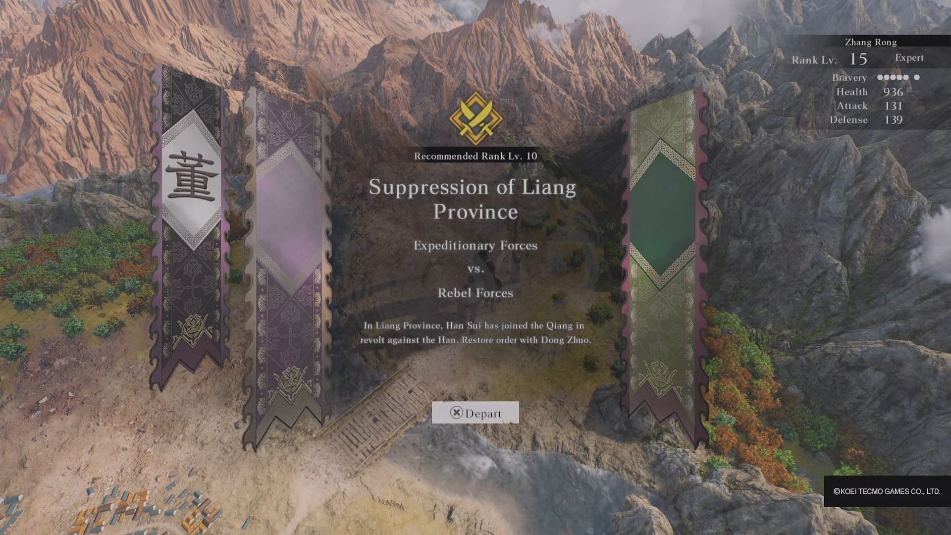 A guide for Suppression of Liang Province in Dynasty Warriors Origins (Image via Koei Tecmo)