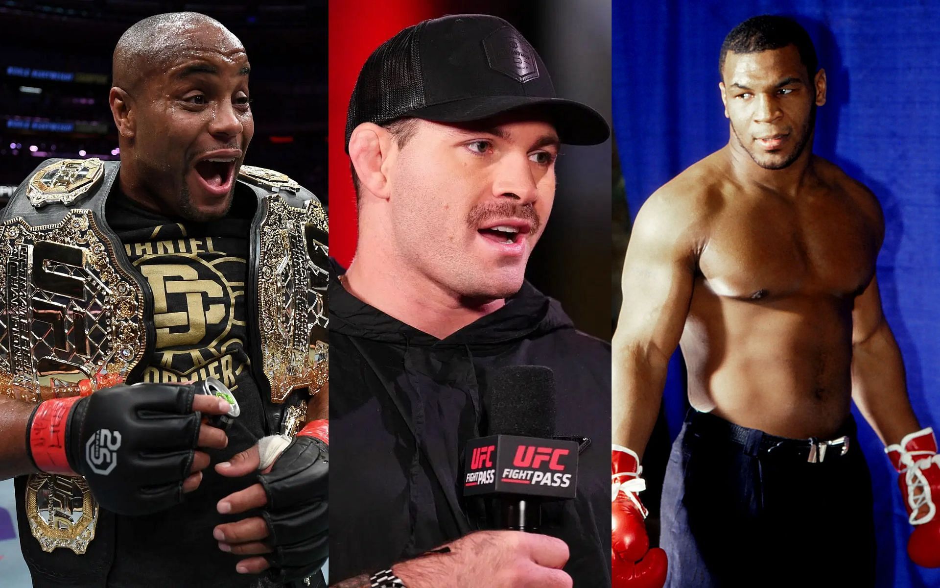 Gordon Ryan (middle) weighs in on debate about winner of Daniel Cormier (left) versus Mike Tyson (right) in a street fight [Images courtesy: Getty Images]