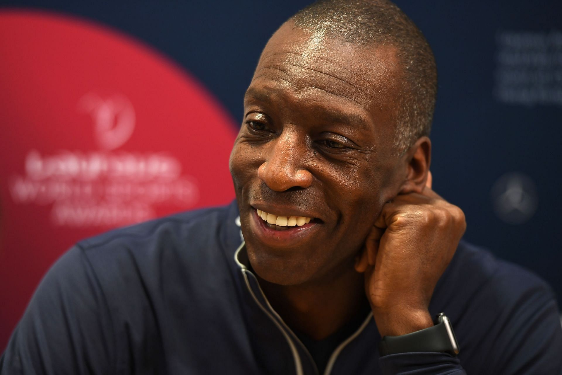 Michael Johnson attending the media interview during the 2020 Laureus World Sports Awards at the Mercedez Benz building (Image Source: Getty)