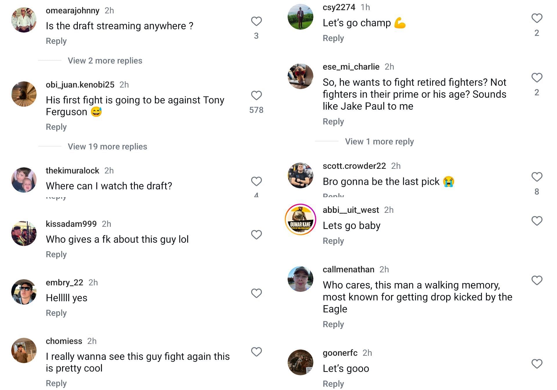 Fan reaction to Dillon Danis reportedly signing with GFL. [Screenshots courtesy: @mmajunkie on Instagram]