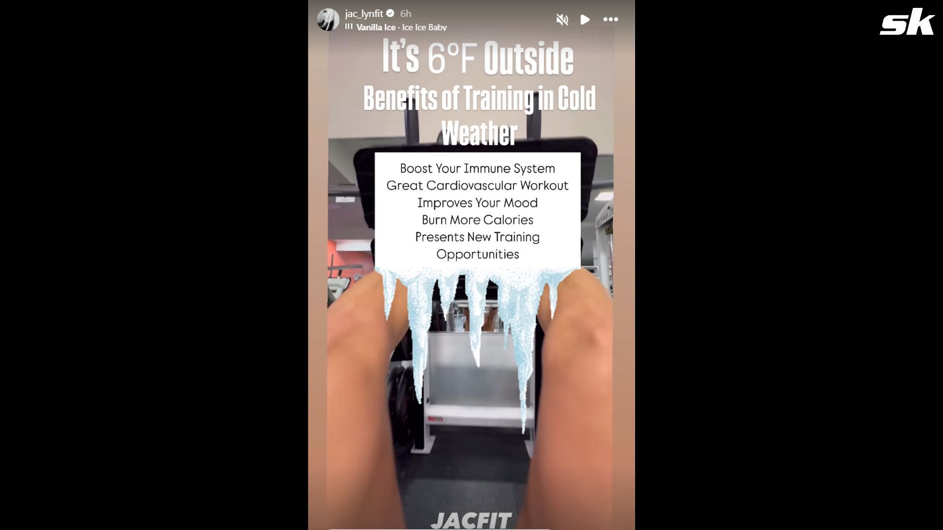 Screenshot from the story on Instagram (@jac_lynfit)