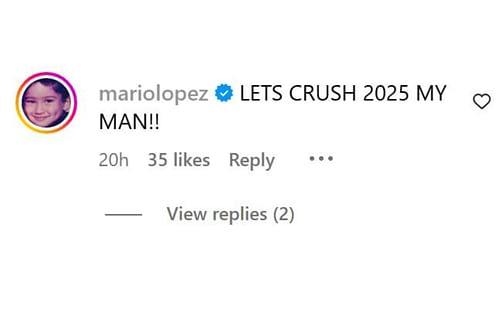 Mario Lopez's comment. [Image credit: @danawhite on Instagram]