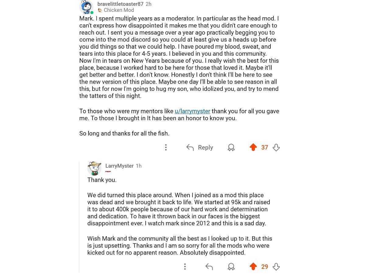 An ex-mod speaks out following the removal (Image via r/youtubedrama)