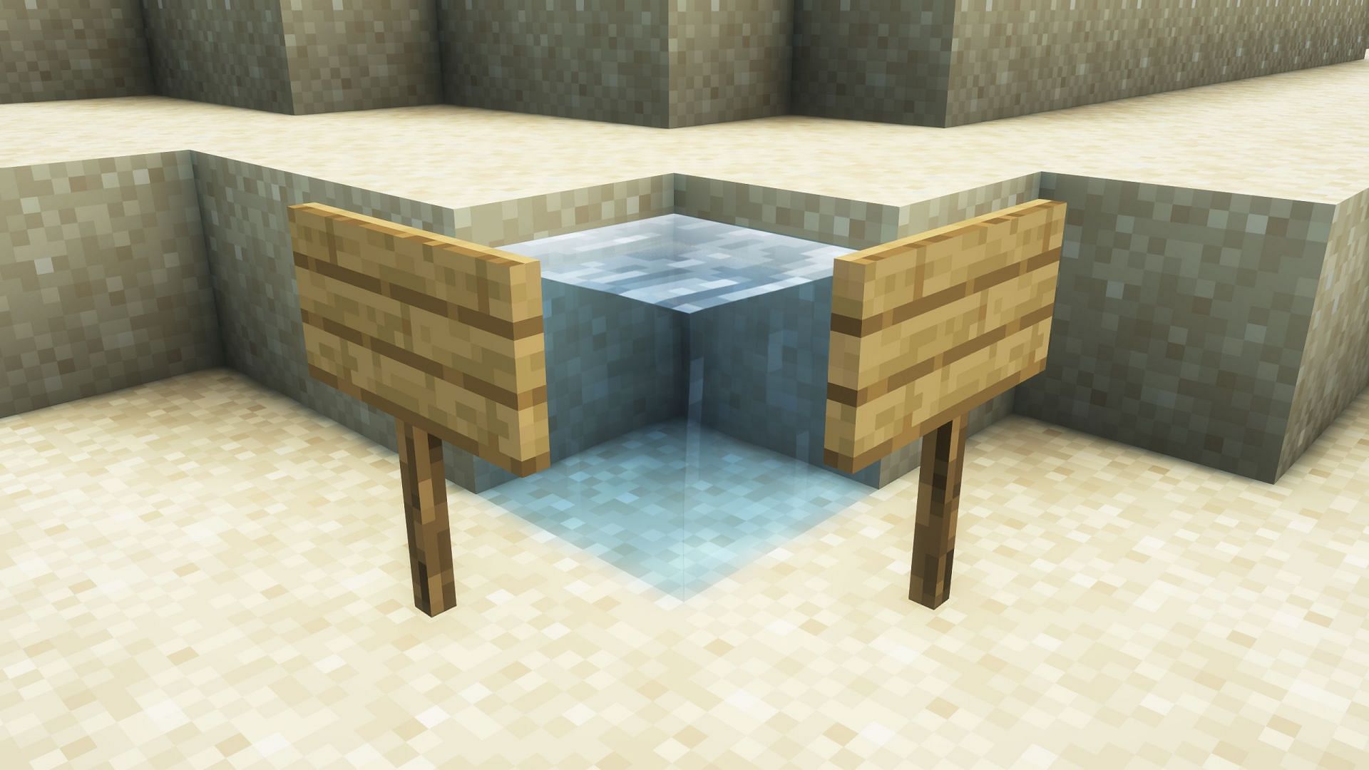 Signs can be used to block fluids in farms (Image via Mojang Studios)