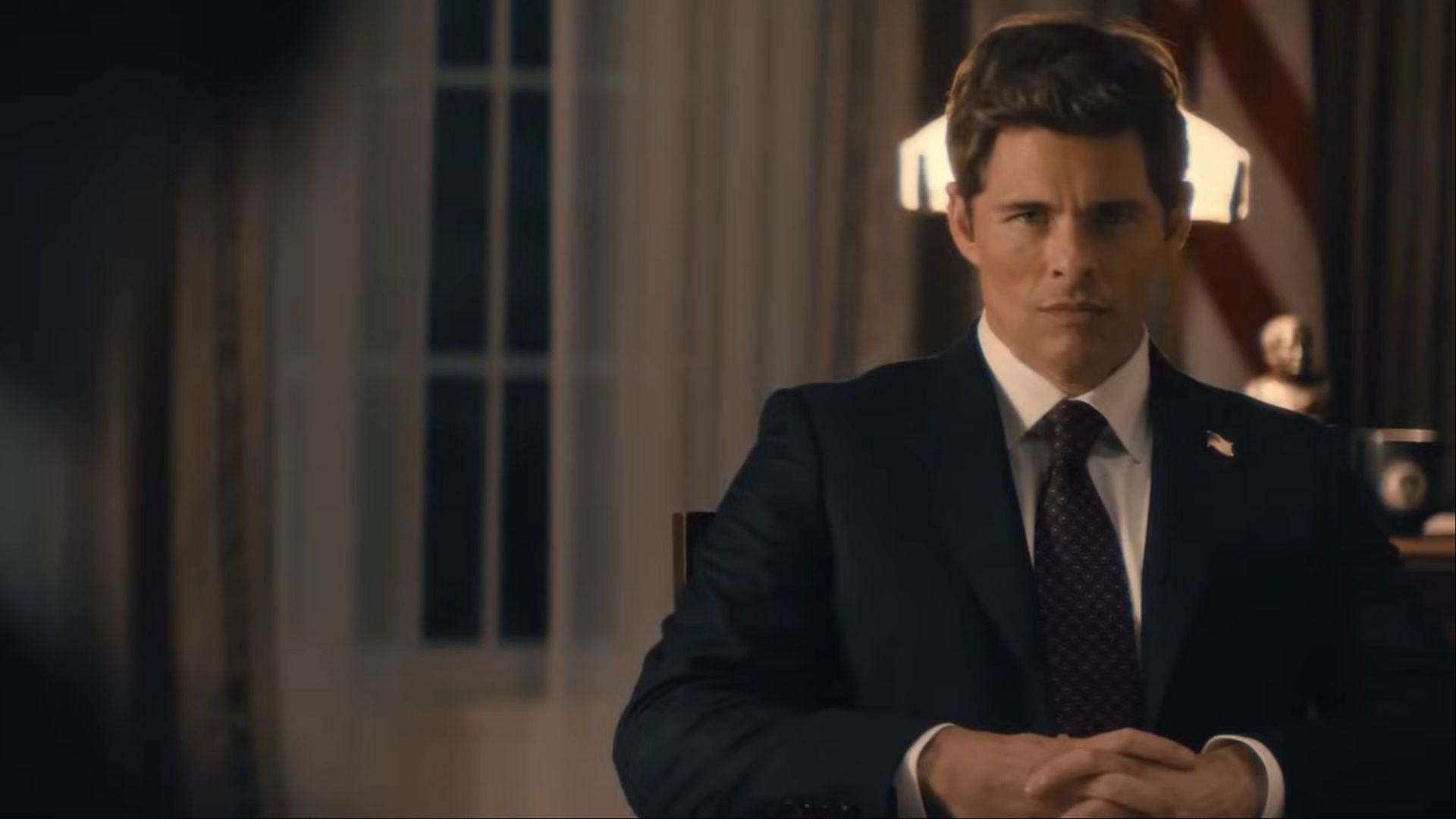 James Marsden as President Cal Bradford in Paradise ( Hulu/Youtube)