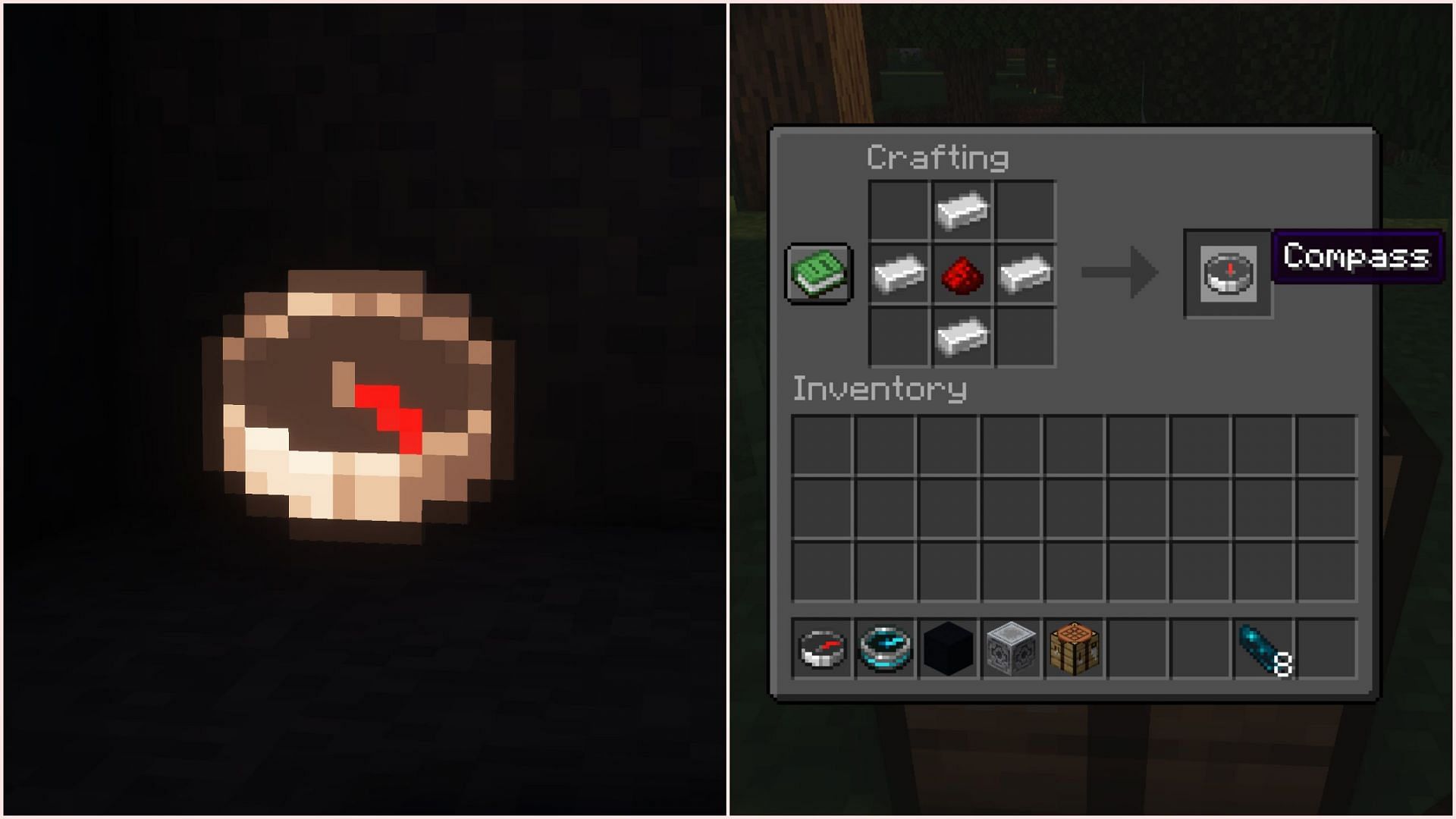 Regular compass points towards the player&#039;s original spawn point (Image via Mojang Studios)