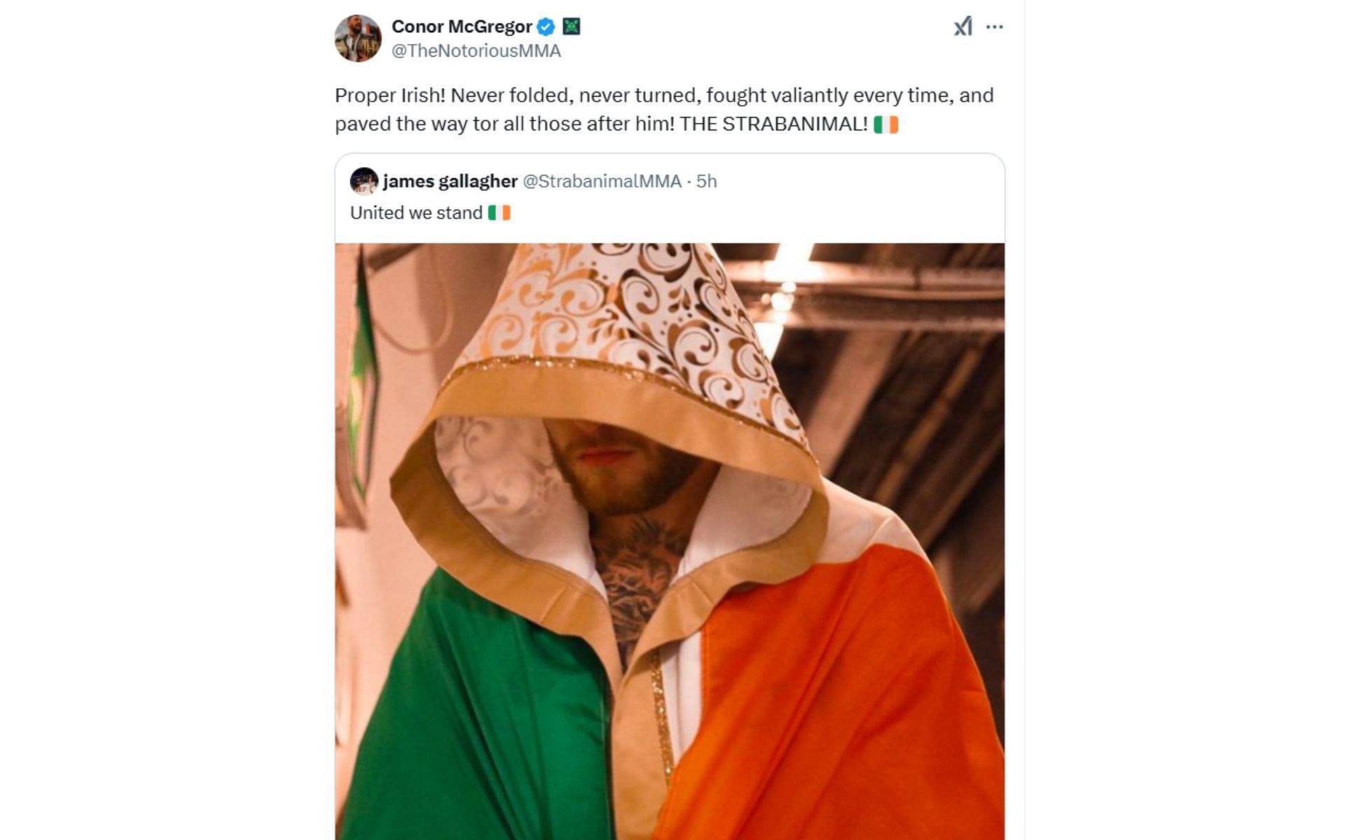 Screenshot of Conor McGregor&#039;s tweet on X