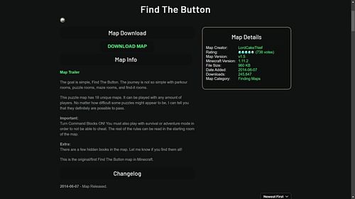 Find The Button map can be easily downloaded from this website (Image via Minecraft Maps)