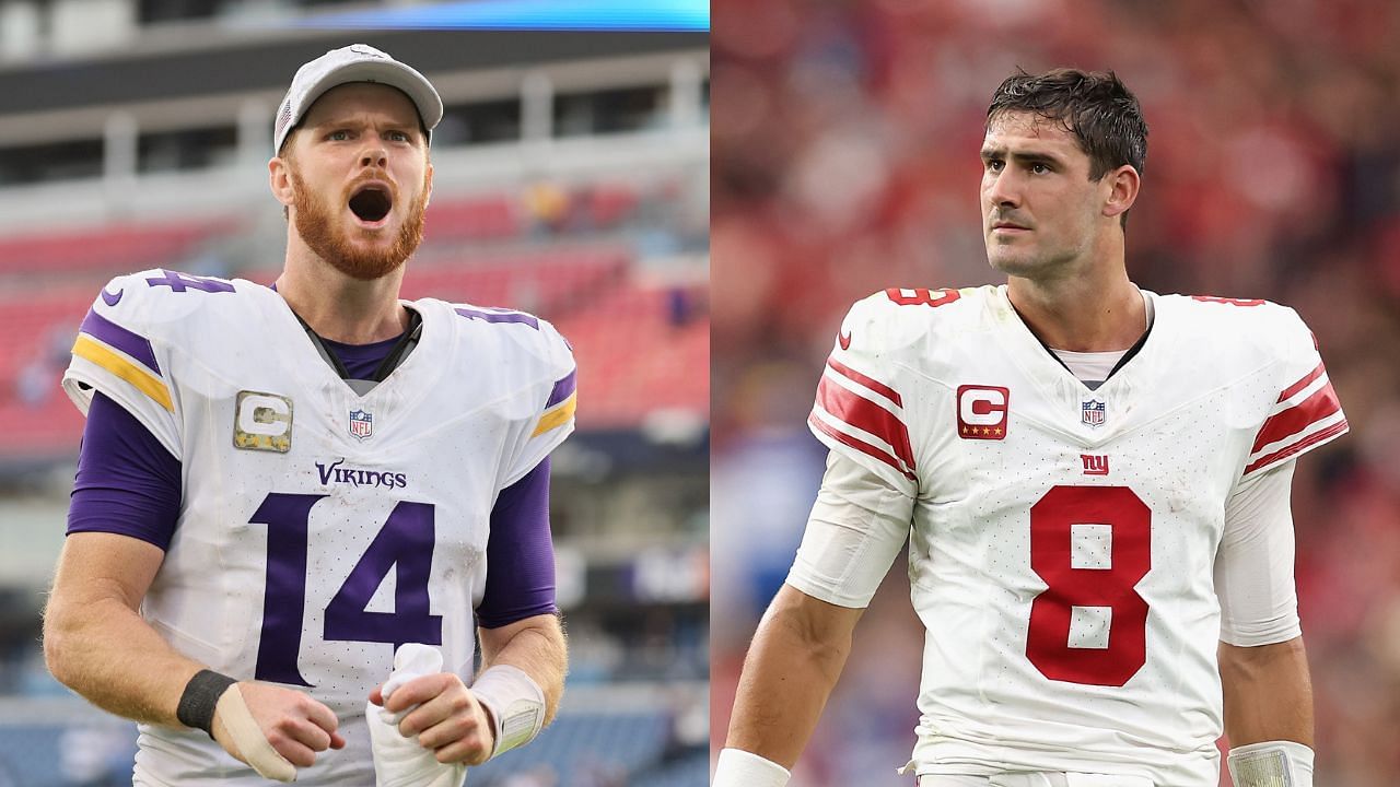 Fans want Sam Darnold benched for Daniel Jones as Vikings QB massively struggles vs. Rams (Collage Images Credit: Getty)